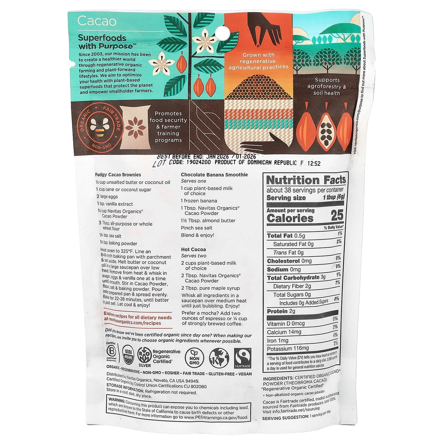 Navitas Organics, Organic Cacao Powder, Unsweetened, 8 oz (227 g) - Image 2