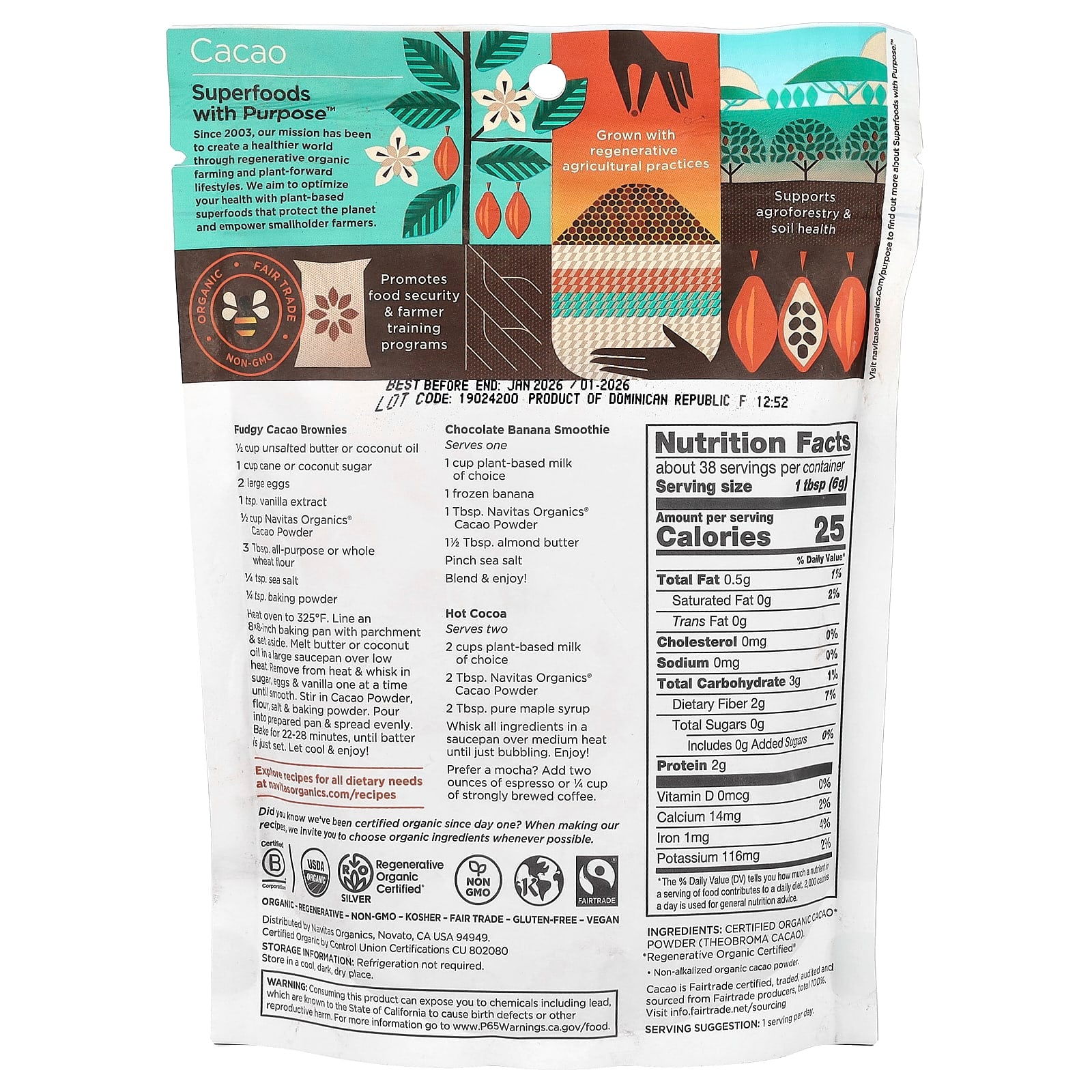 Navitas Organics, Organic Cacao Powder, Unsweetened, 8 oz (227 g) - Image 2