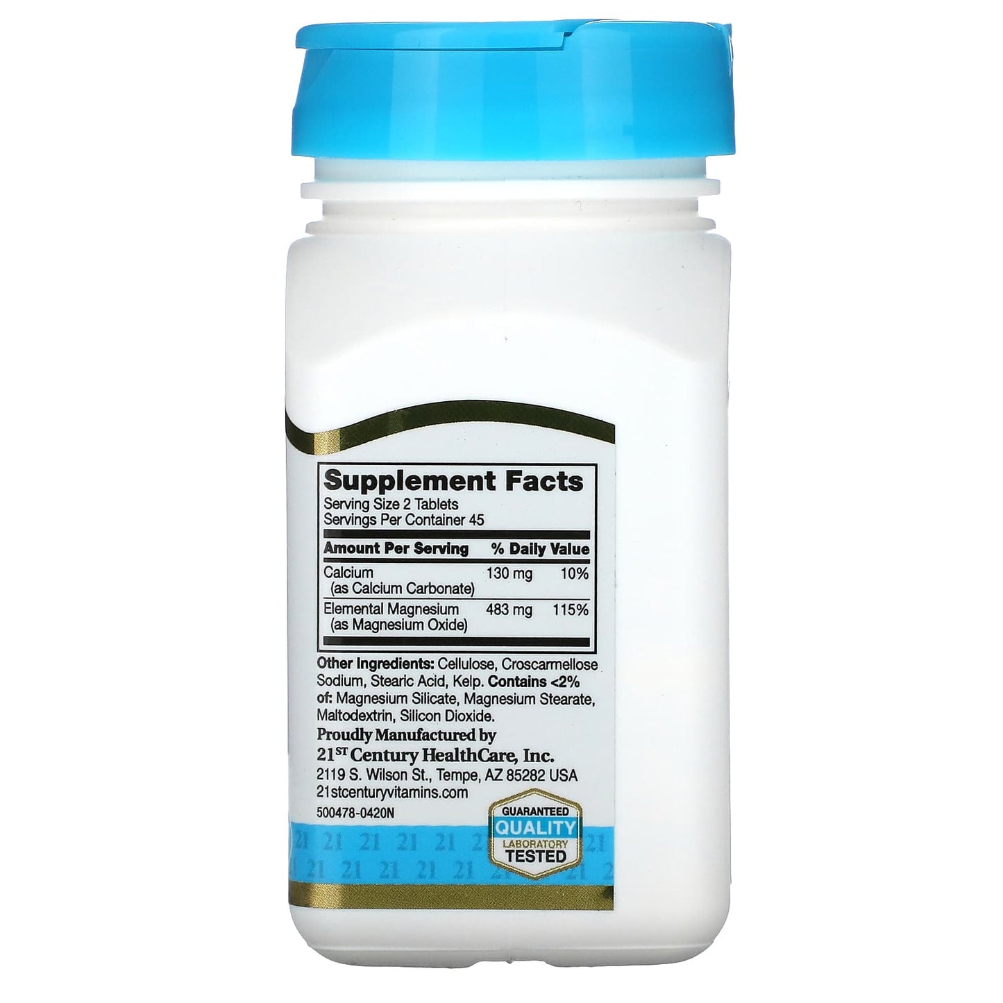 21st Century MgO-400 Magnesium Supplement for Bone & Muscle Health - 90 Tablets - Image 2