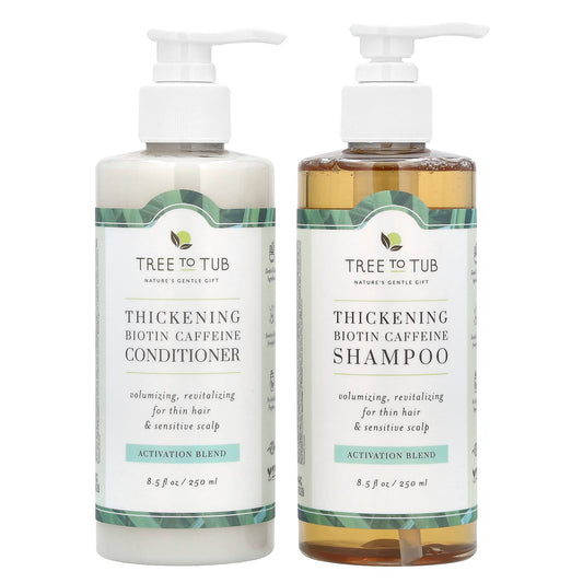 Tree To Tub, Thickening Biotin Caffeine Shampoo & Conditioner Set, 2 Piece Set, 8.5 fl oz (250 ml) Each - Image 1