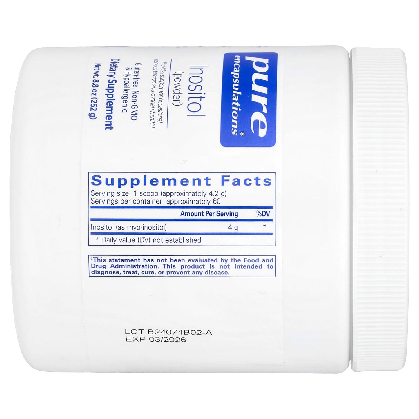 Pure Encapsulations, Inositol Powder, 8.8 oz (252 g) - Image 2