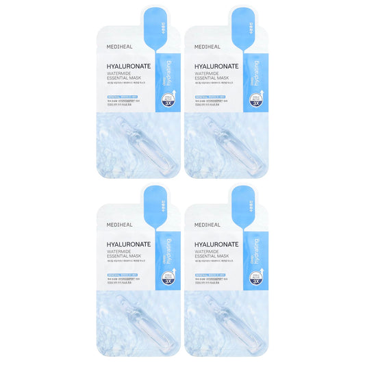 MEDIHEAL, Hyaluronate Watermide Essential Beauty Mask, 4 Sheets, 0.81 fl oz (24 ml) Each - Image 1