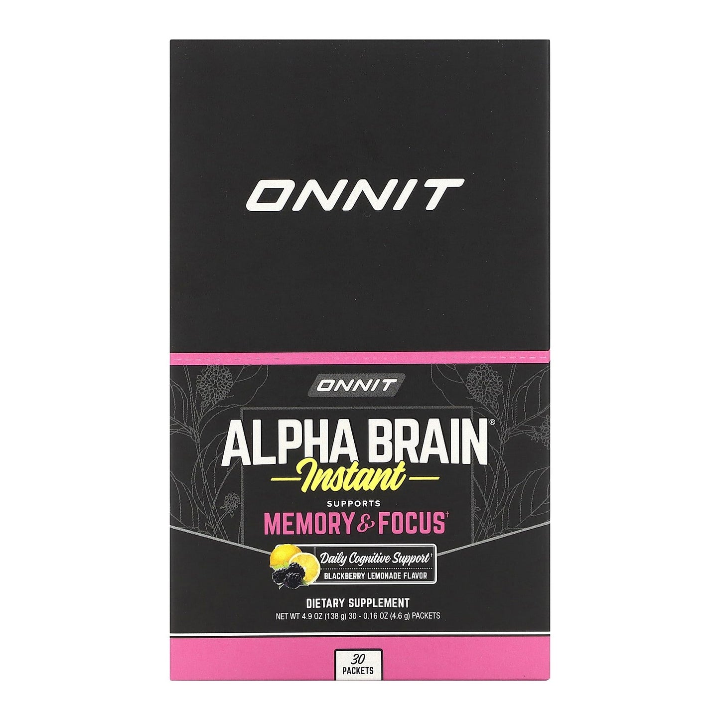 Onnit, AlphaBRAIN Instant, Memory & Focus, Blackberry Lemonade , 30 Packets, 0.16 oz (4.6 g) Each - Image 1