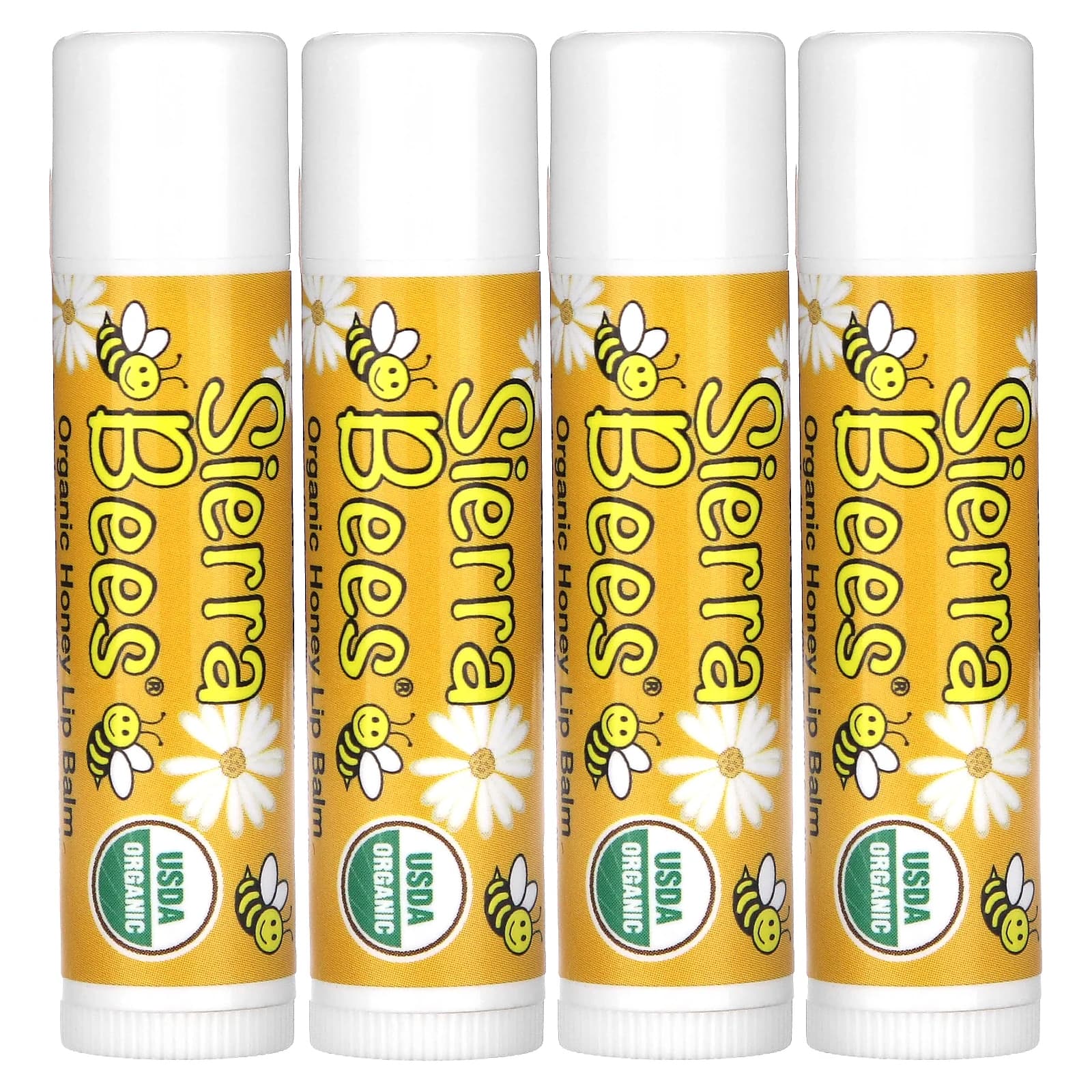 Organic Lip Balms by Sierra Bees, 4-Pack, 0.15 oz (4.25g) Each - Image 1