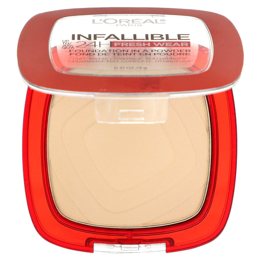 L'Oréal, Infallible 24H Fresh Wear, Foundation In A Powder, 130 True Beige, 0.31 oz (9 g) - Image 1