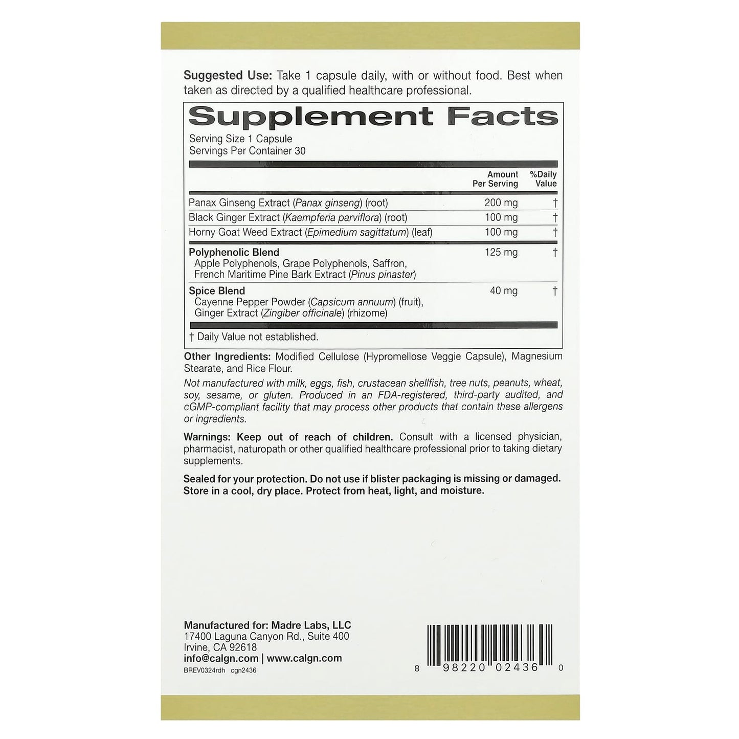 California Gold Nutrition Rexdrive Men's Performance Formula - Image 2