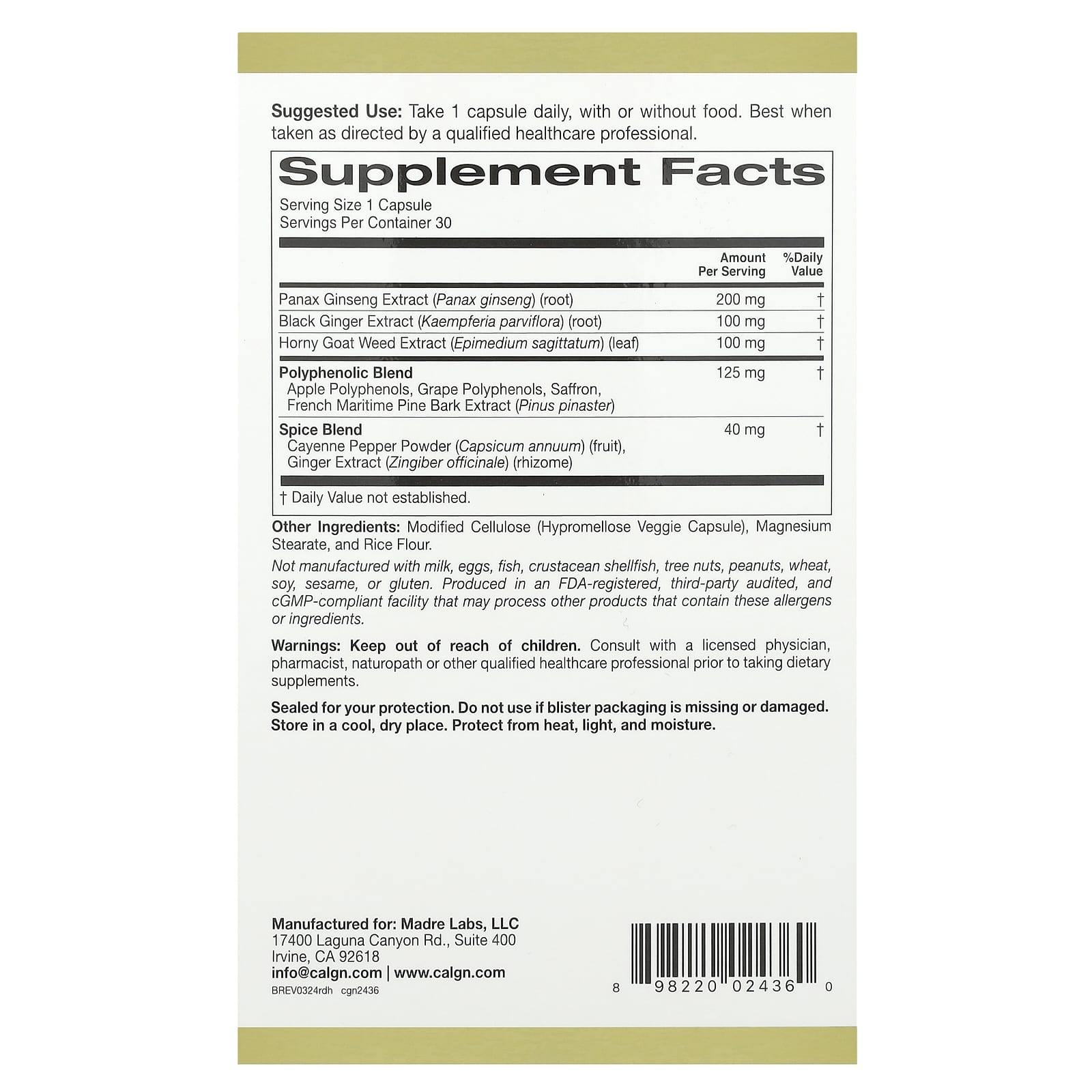 California Gold Nutrition Rexdrive Men's Performance Formula - Image 2