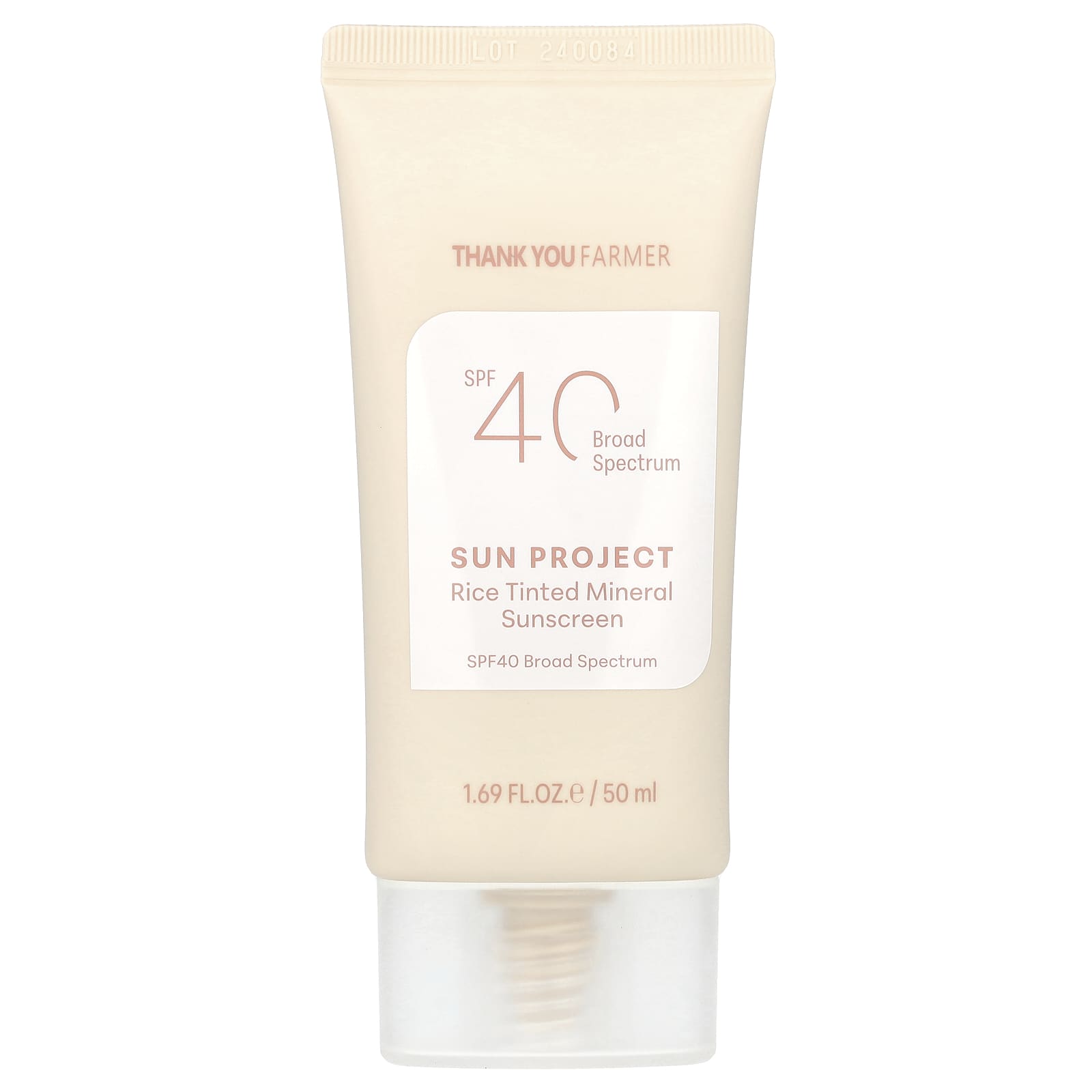 Thank You Farmer, Sun Project, Rice Tinted Mineral Sunscreen, SPF40, 1.69 fl oz (50 ml) - Image 1