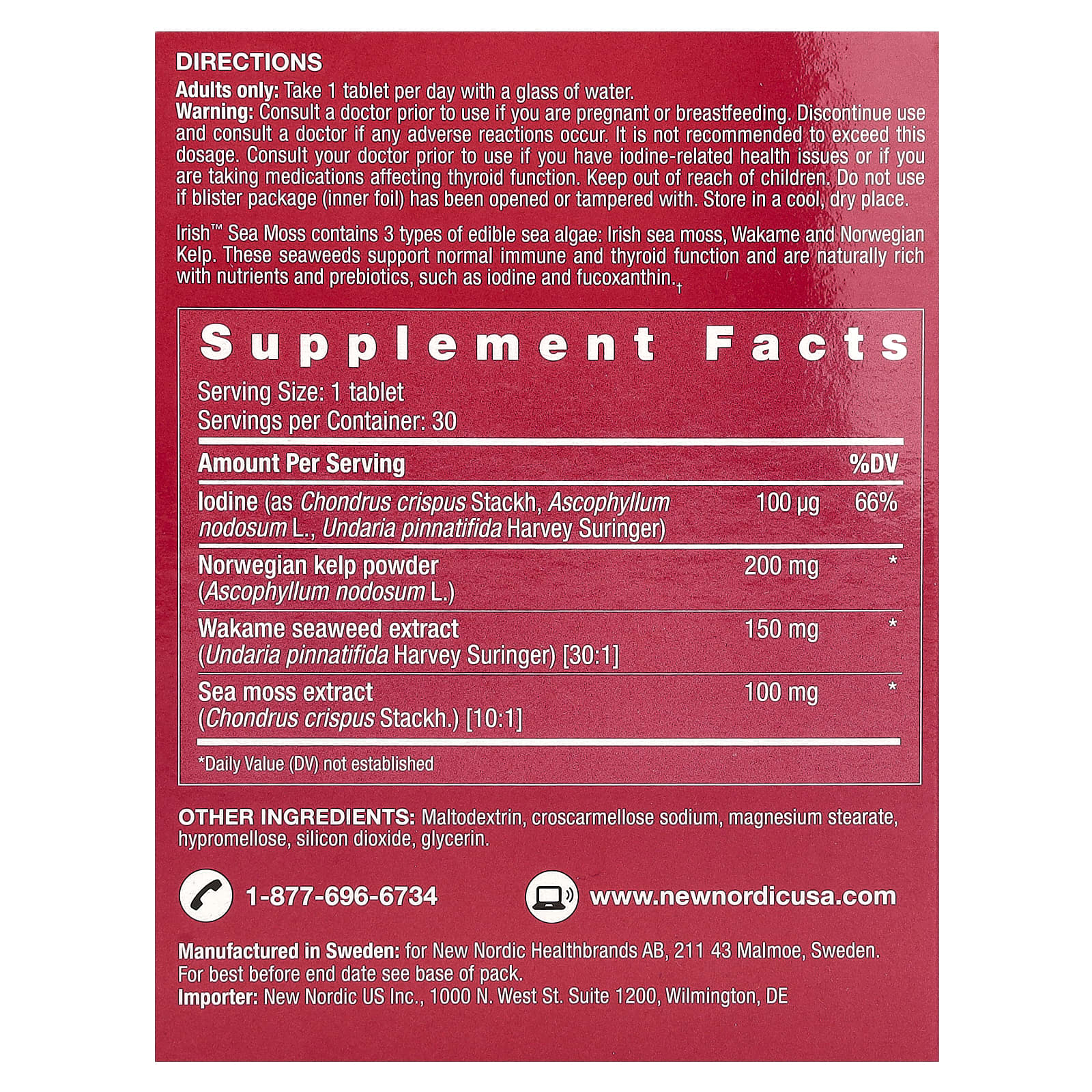New Nordic, Irish Sea Moss, 30 Tablets - Image 2