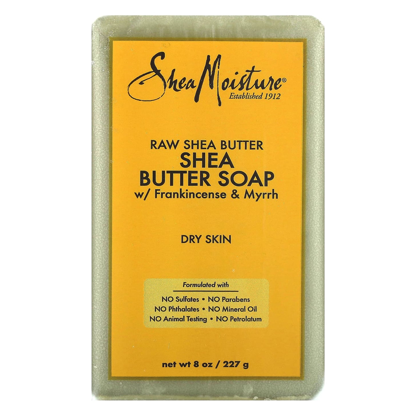 SheaMoisture, Raw Shea Butter Bar Soap w/ Frankincense & Myrrh, 8 oz (227 g) - Image 1