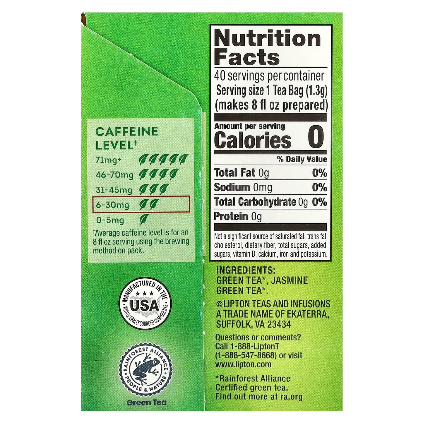 Lipton, Green Tea, Signature Blend , 40 Tea Bags, 1.83 oz (52 g) - Image 2