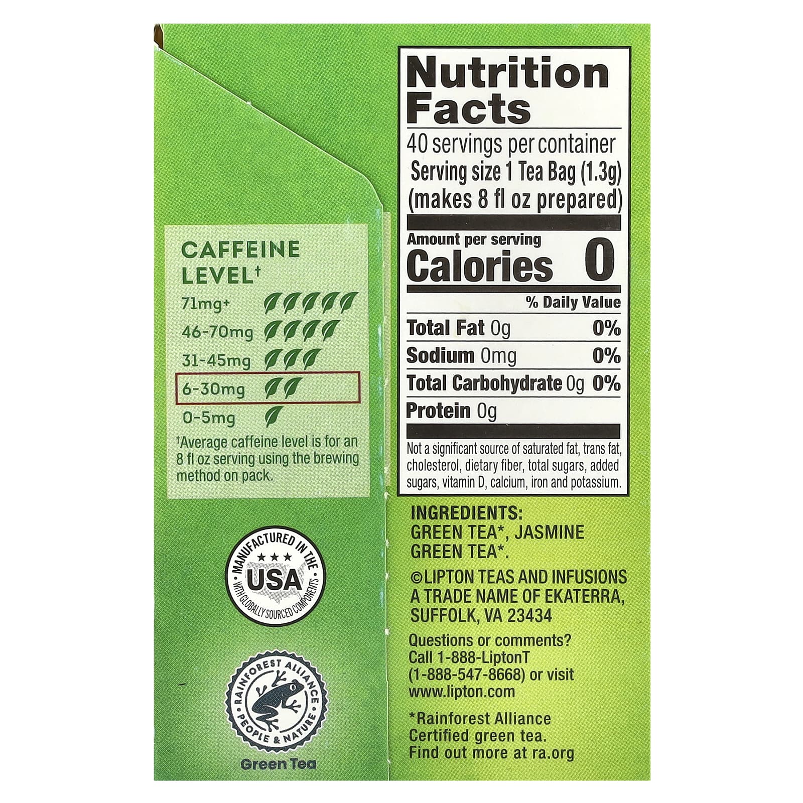 Lipton, Green Tea, Signature Blend , 40 Tea Bags, 1.83 oz (52 g) - Image 2