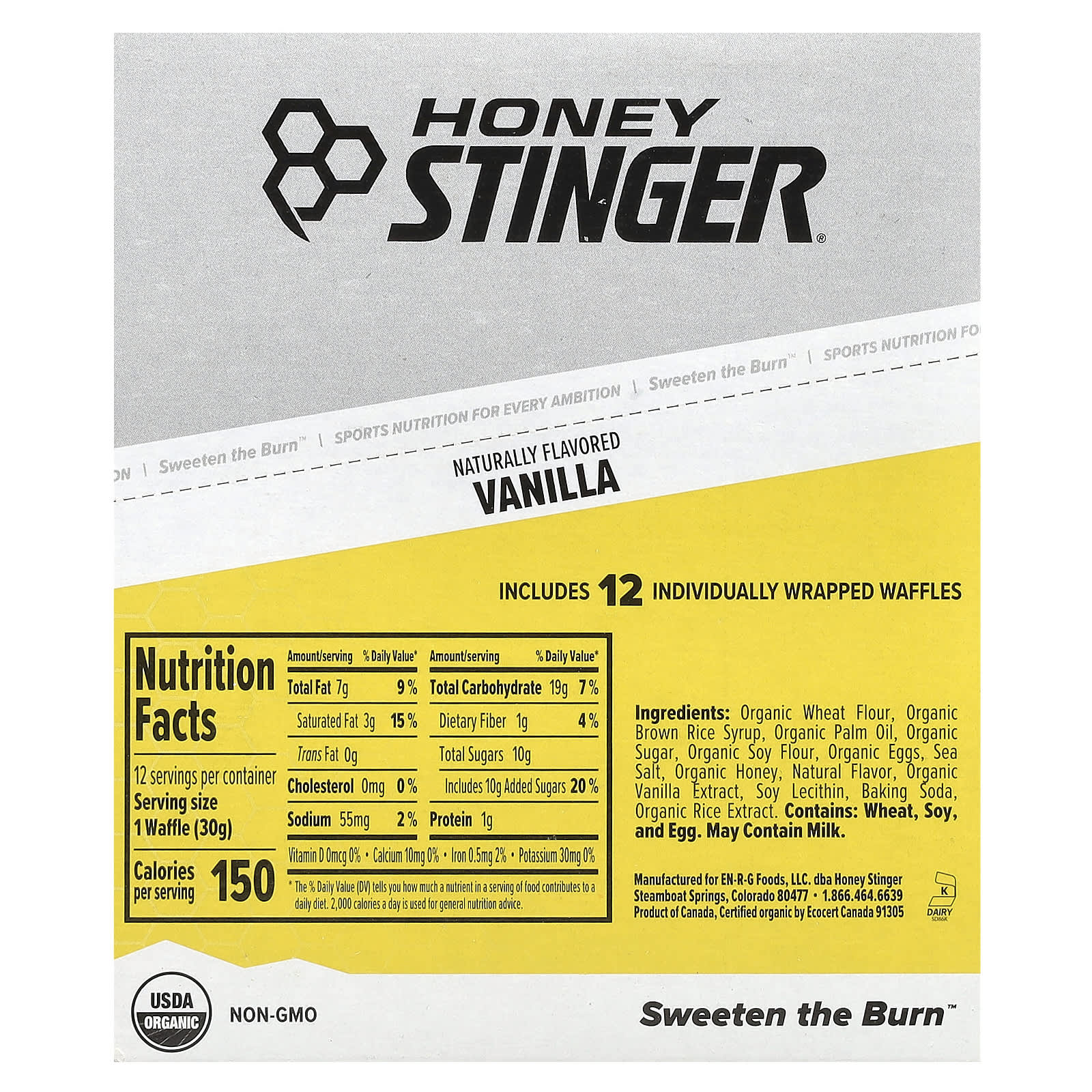 Vanilla Honey Stinger Energy Waffles, 12 Count, Gluten Free, USDA Organic - Image 2