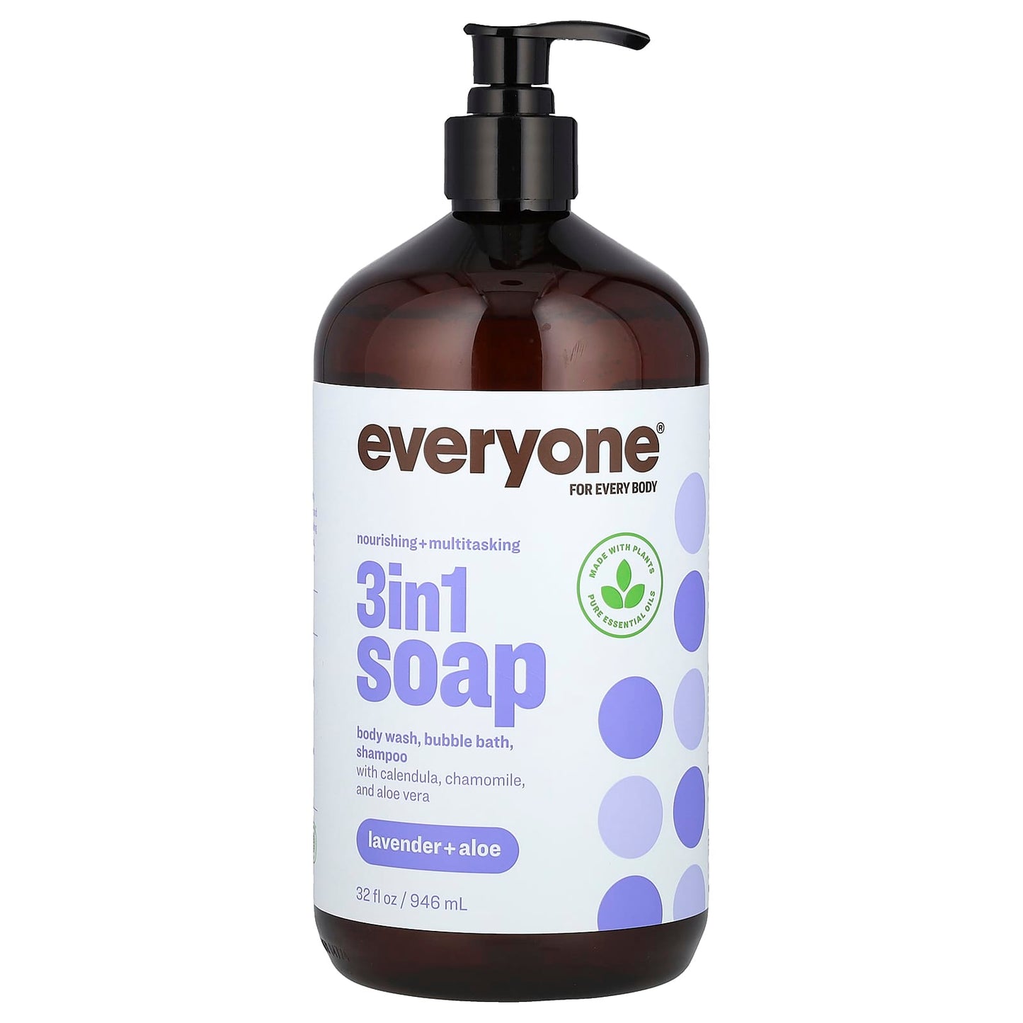 Everyone 3-in-1 Body Wash, Shampoo & Bubble Bath, Lavender + Aloe, 32 fl oz - Image 1