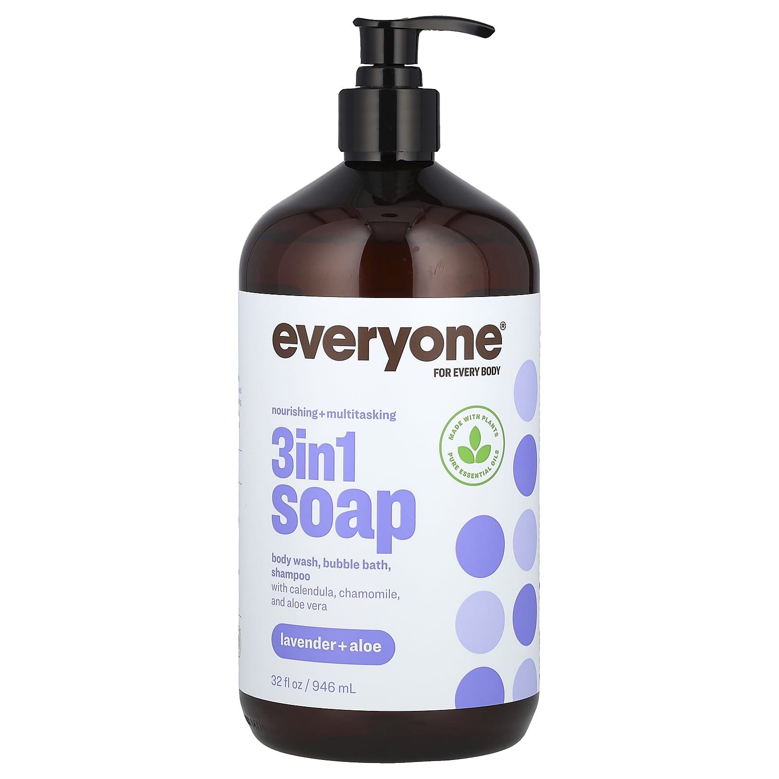 Everyone 3-in-1 Body Wash, Shampoo & Bubble Bath, Lavender + Aloe, 32 fl oz - Image 1