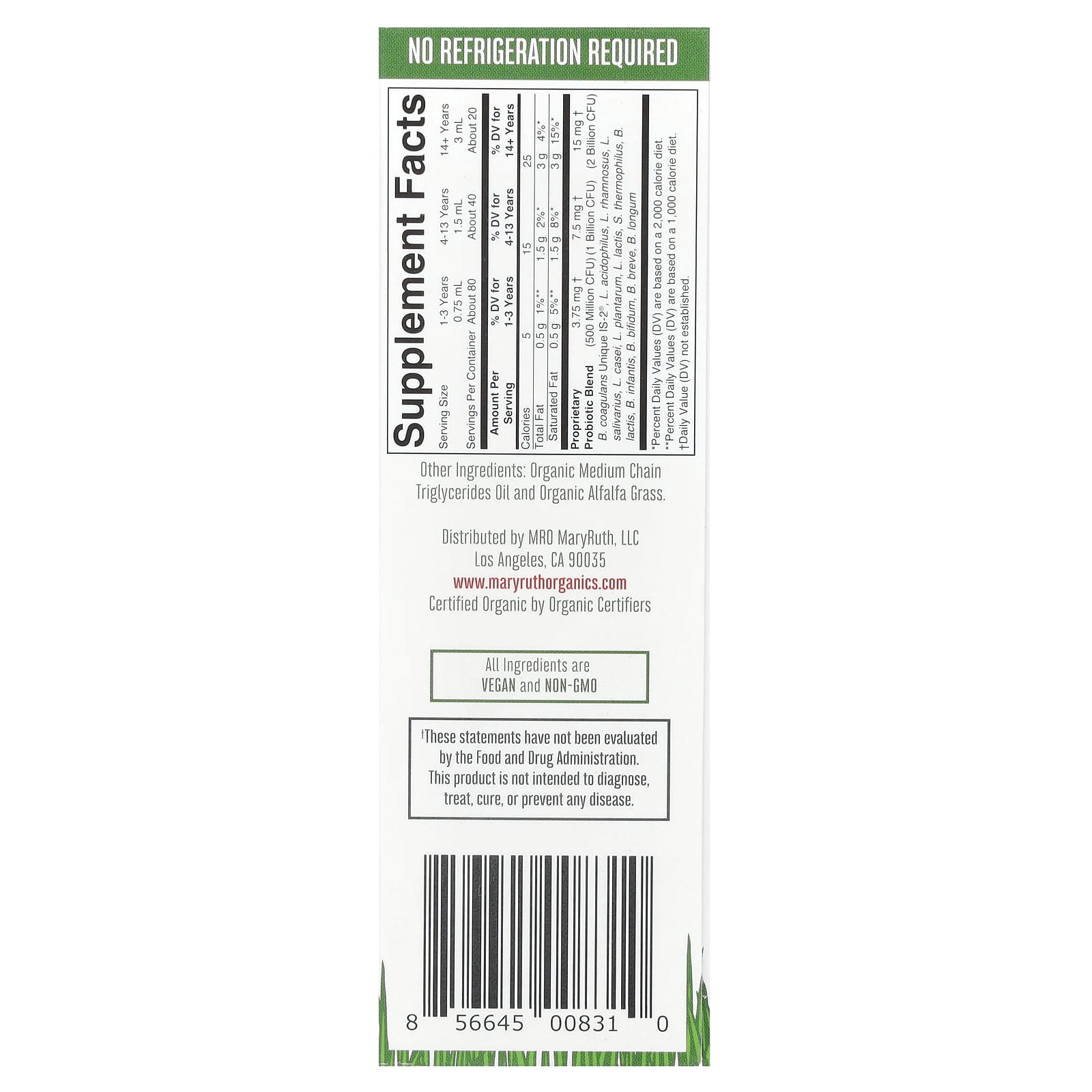 MaryRuth's, Organic Liquid Probiotic, Unflavored, 2 fl oz (60 ml) - Image 2