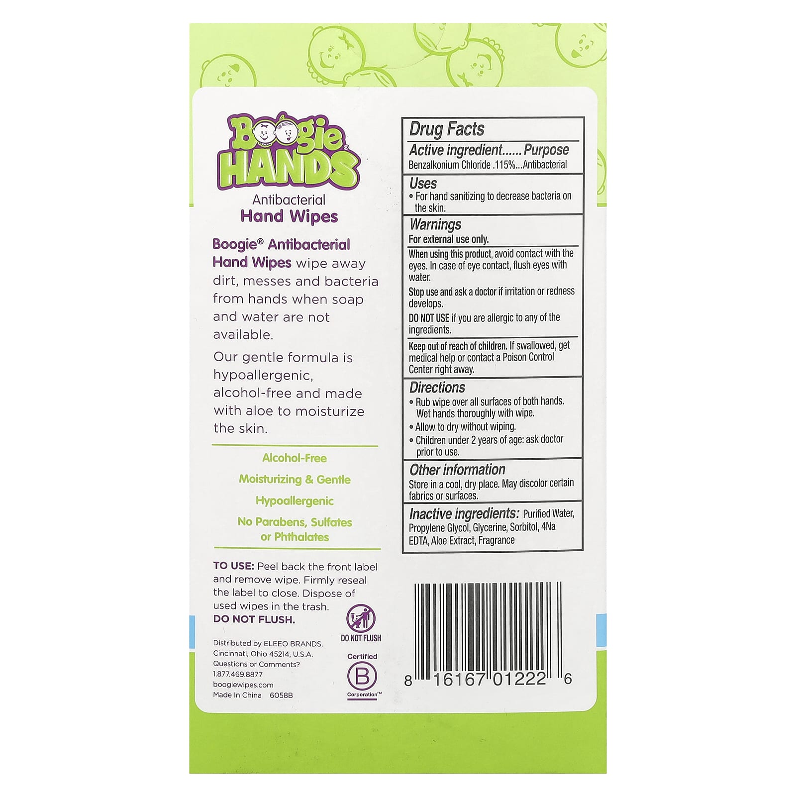 Gentle Boogie Wipes - Antibacterial Hand Sanitizer (3 Packs, 20 Wipes Each) - Image 2