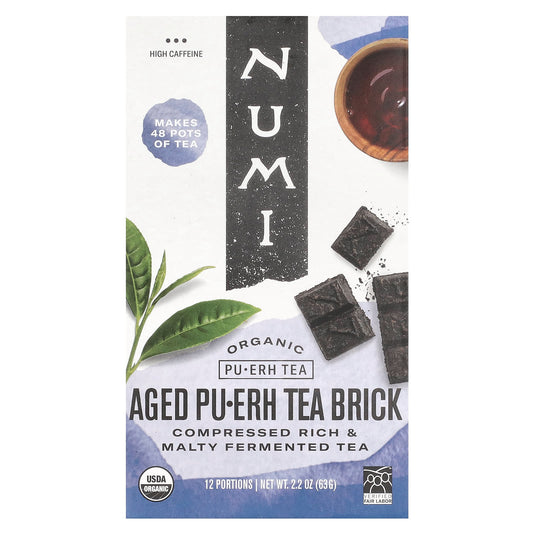 Numi Tea, Organic Pu-Erh Tea, Aged Pu-Erh Tea Brick, 2.2 oz (63 g) - Image 1