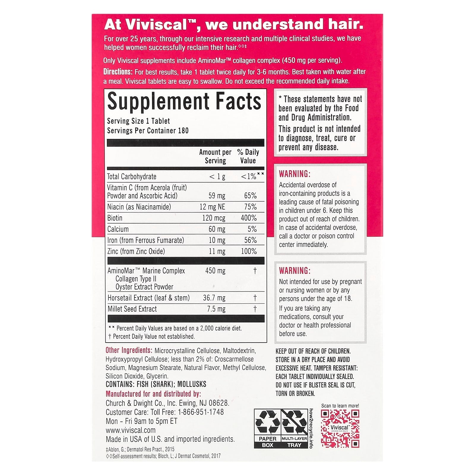 Viviscal, Hair Growth Supplement, 180 Tablets - Image 2