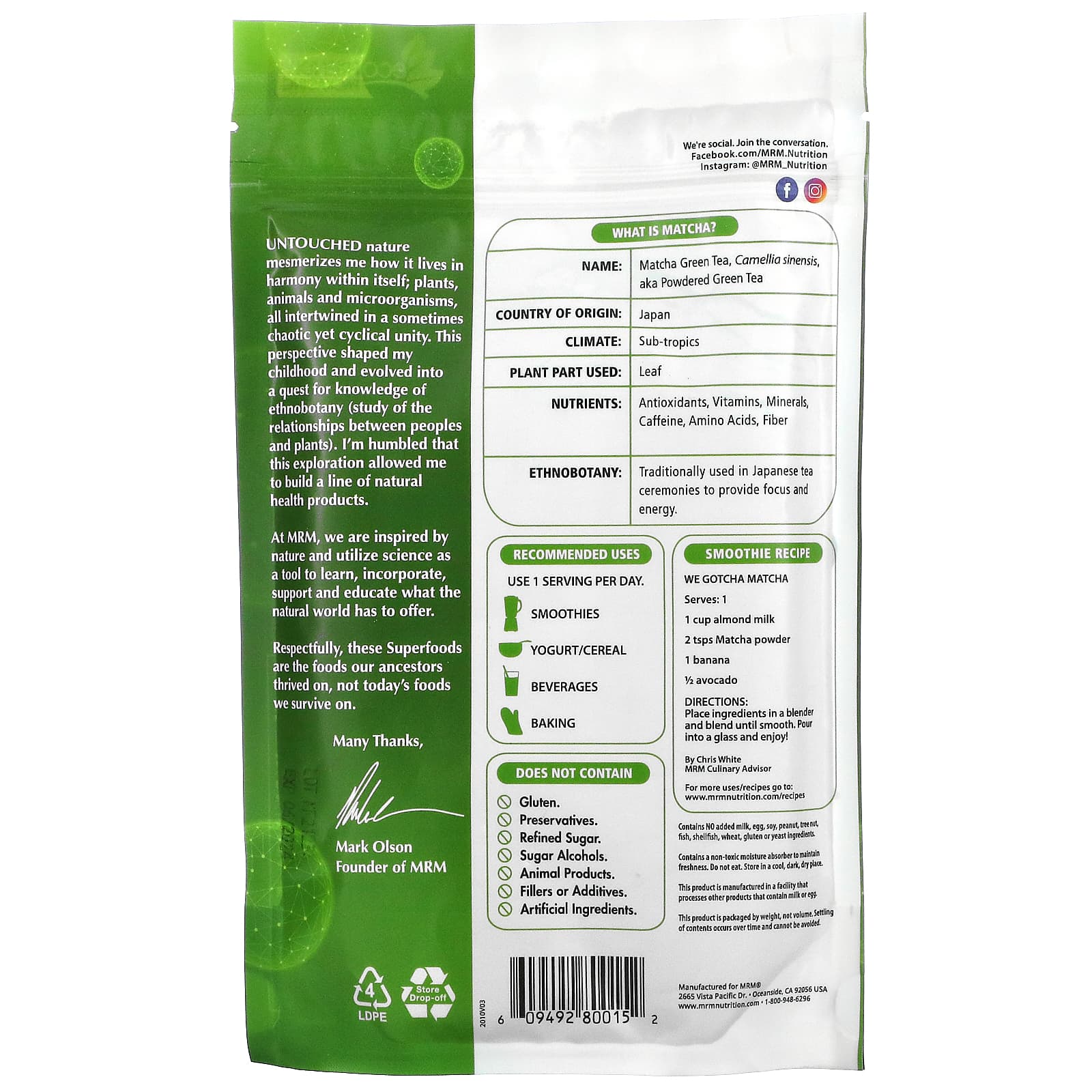 MRM Nutrition, Matcha Green Tea Powder, 6 oz (170 g) - Image 2