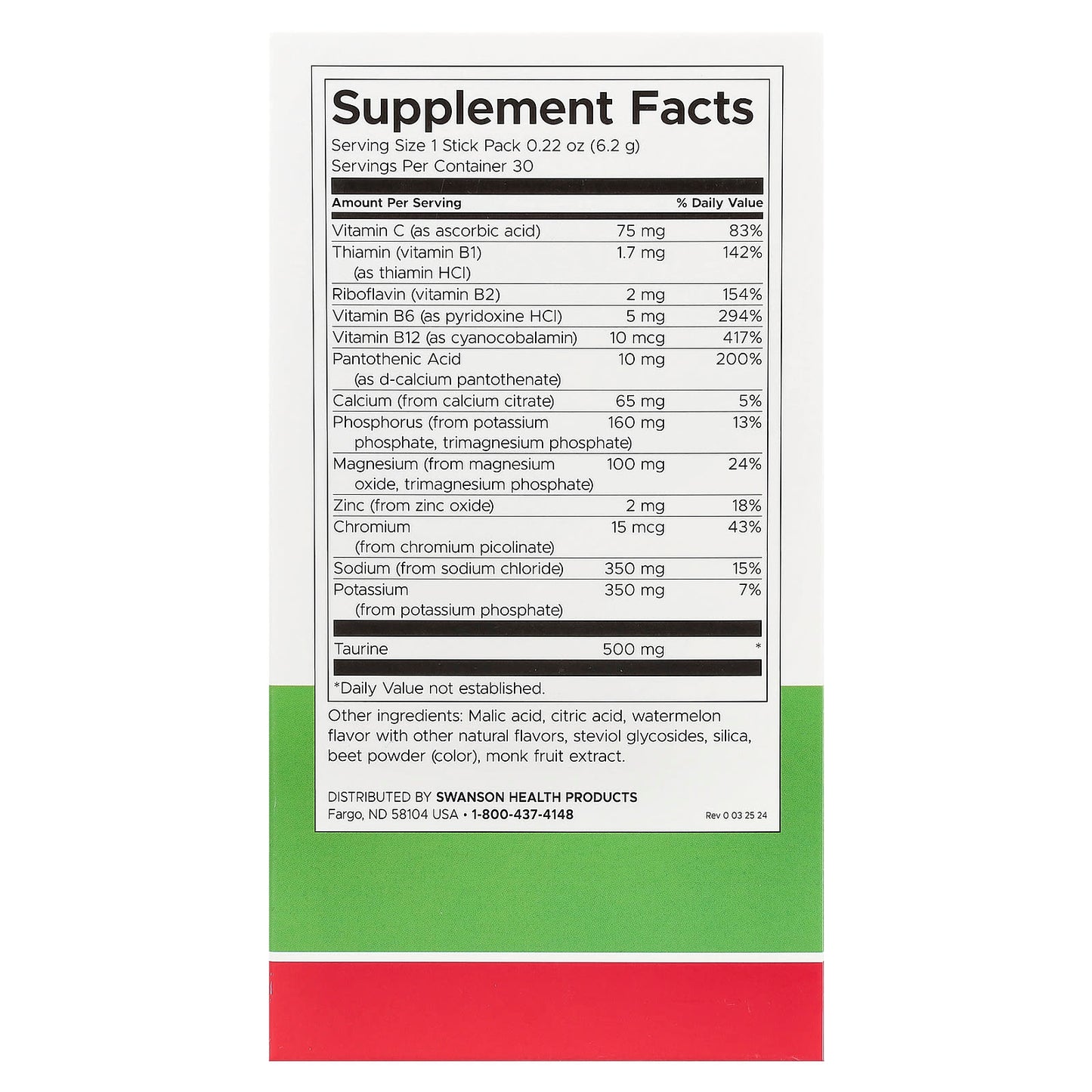 Swanson, Simply Hydrate, Electrolyte Hydration Mix, Watermelon, 30 Stick Packs, 0.22 oz (6.2 g) Each - Image 2