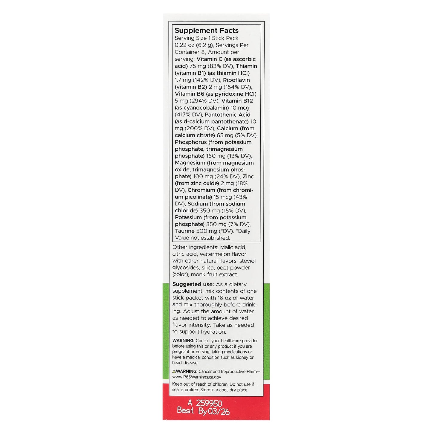Swanson, Simply Hydrate, Electrolyte Hydration Mix, Watermelon, 8 Stick Packs 0.22 oz (6.2 g) Each - Image 2