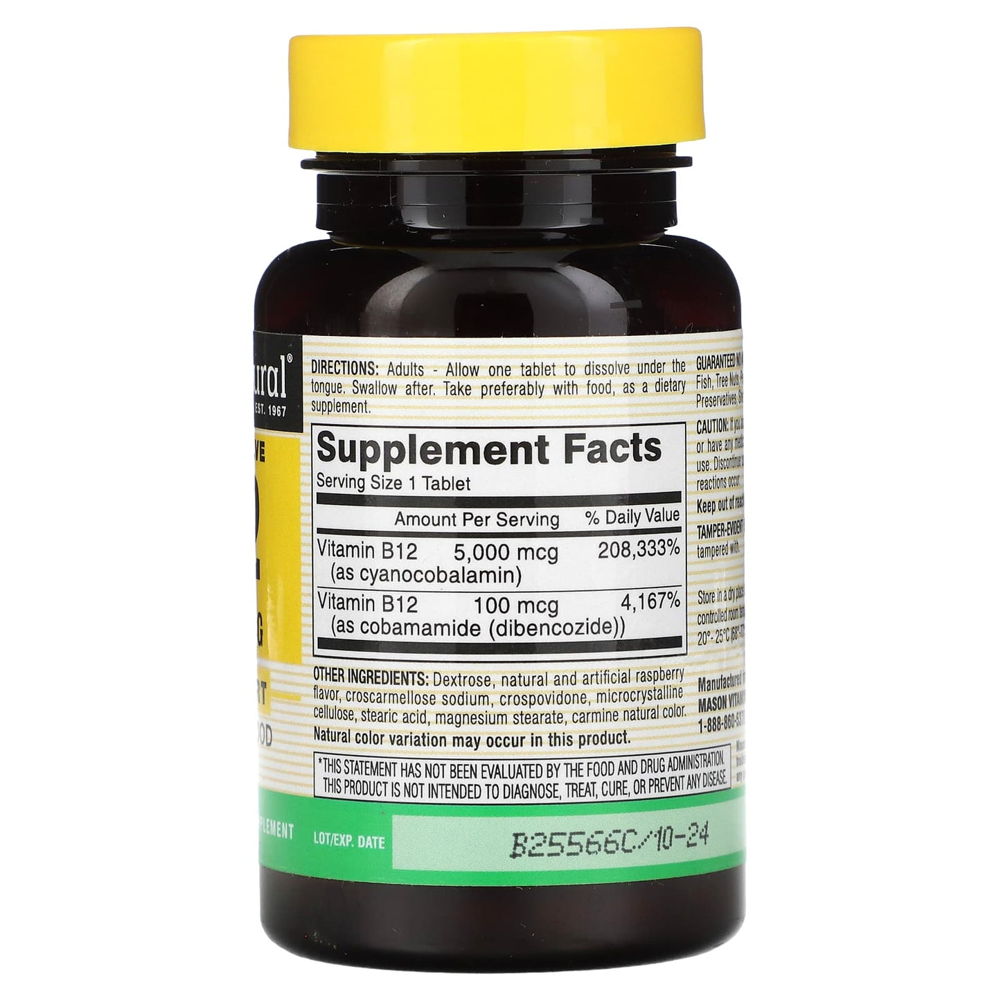 Mason Natural, Quick Dissolve, Vitamin B-12, 5,000 mcg, 30 Tablets - Image 2