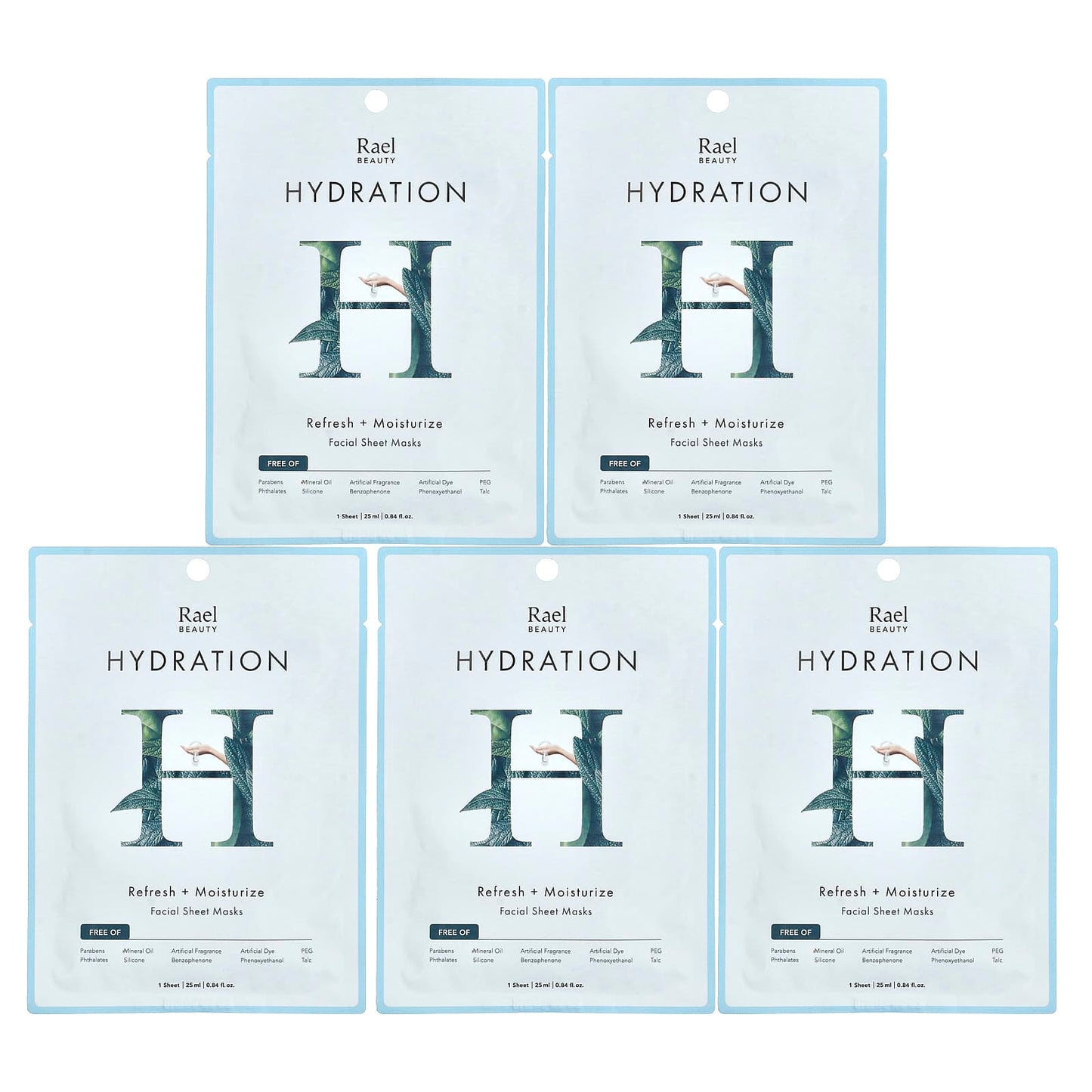 Rael, Beauty, Hydration Facial Beauty Sheet Masks, 5 Sheets, 0.84 fl oz (25 ml) Each - Image 1