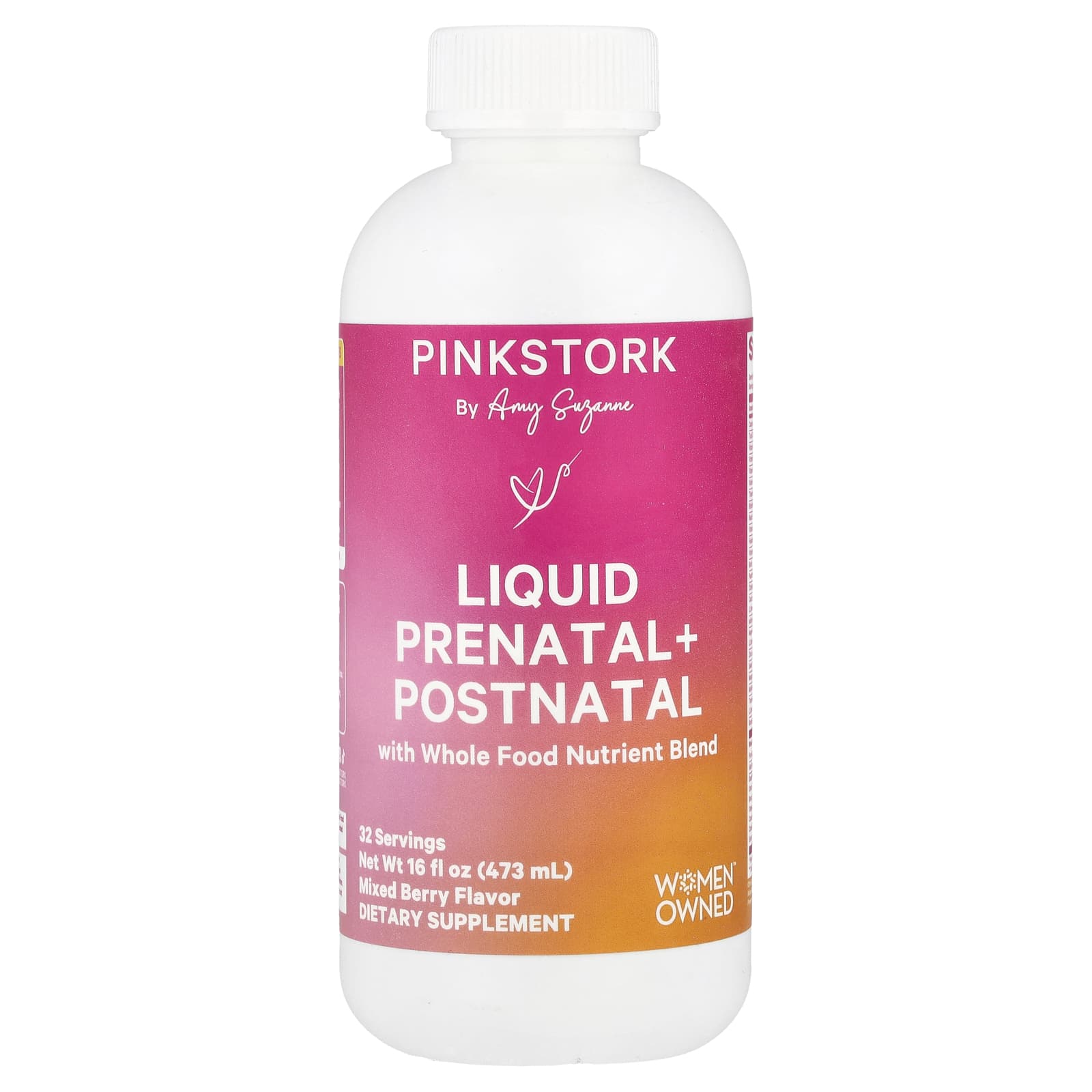 Pink Stork, Liquid Prenatal + Postnatal, Mixed Berry, 16 fl oz (473 ml) - Image 1