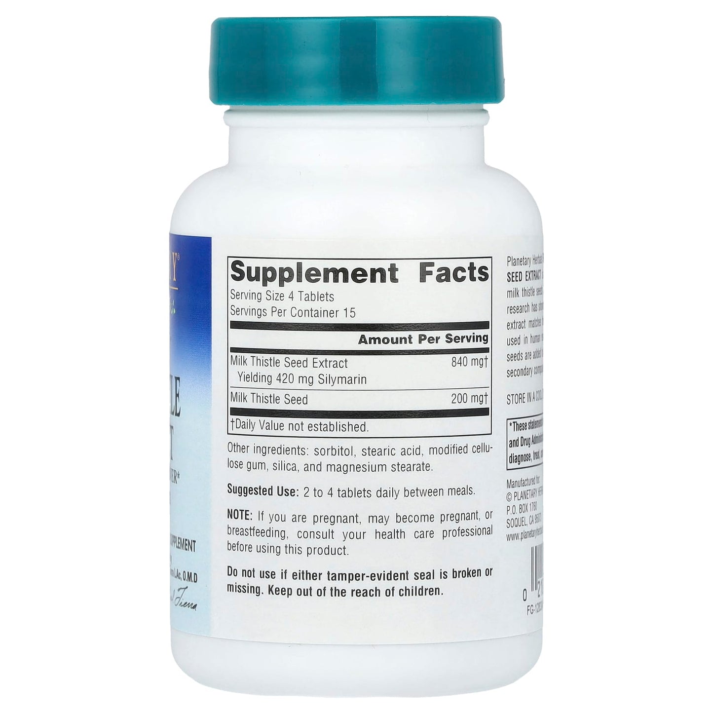 Planetary Herbals, Full Spectrum™ Milk Thistle Seed Extract, 60 Tablets - Image 2
