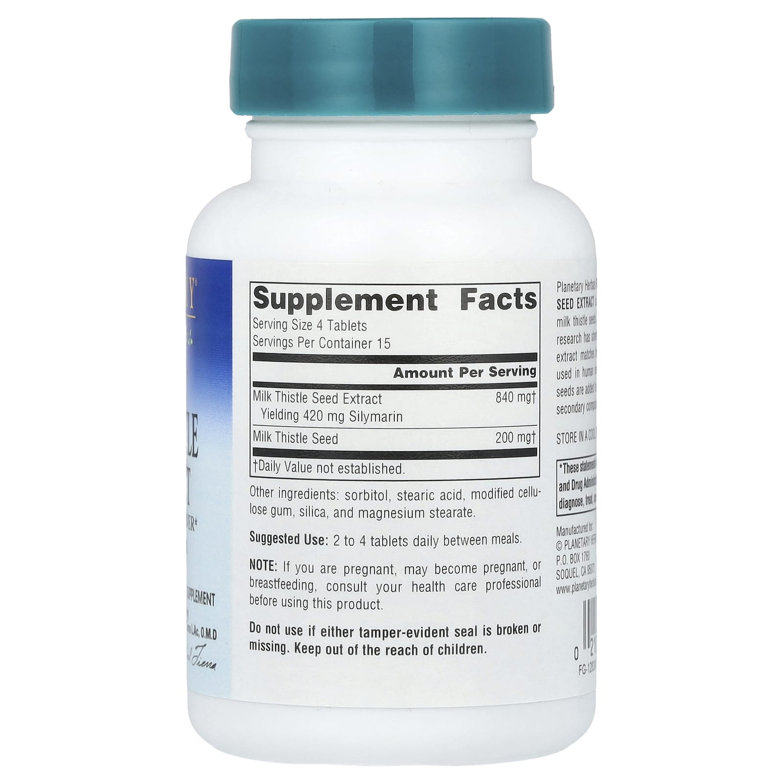 Planetary Herbals, Full Spectrum™ Milk Thistle Seed Extract, 60 Tablets - Image 2
