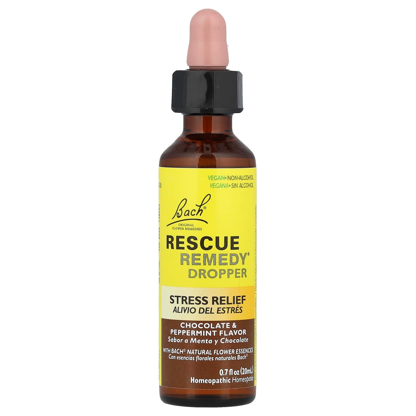 Bach Rescue Remedy Stress Relief Dropper, Natural Chocolate Peppermint, 0.7 fl oz - Image 1