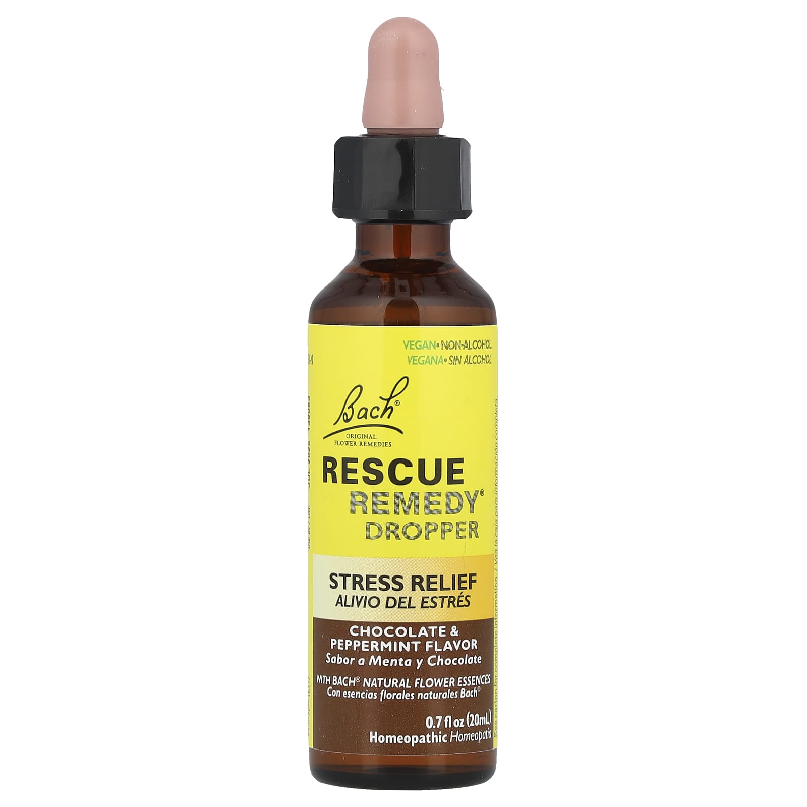 Bach Rescue Remedy Stress Relief Dropper, Natural Chocolate Peppermint, 0.7 fl oz - Image 1