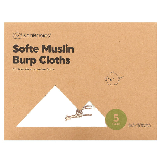 KeaBabies, Softe Muslin Burp Cloths, The Wild, 5 Pack - Image 1