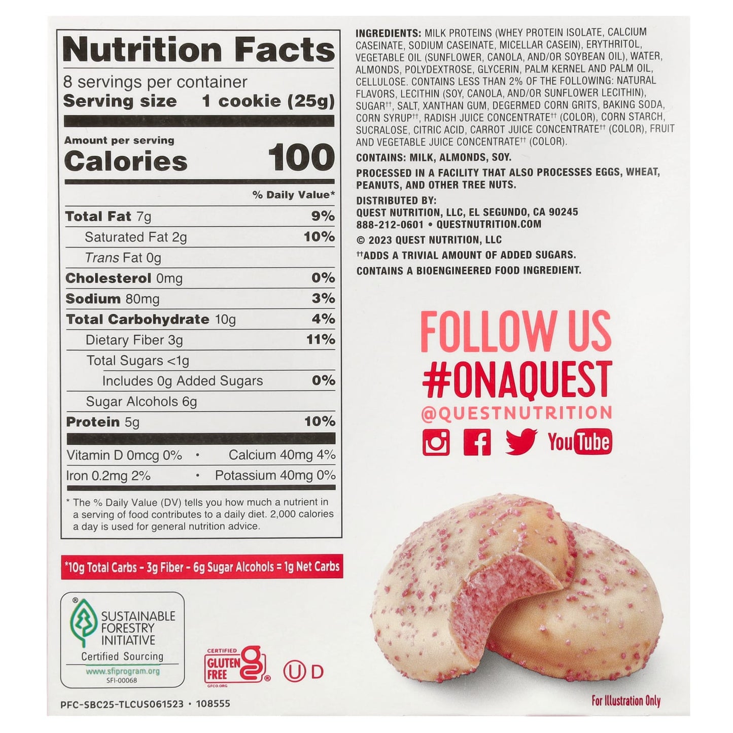 Quest Nutrition, Frosted Cookies, Strawberry Cake, 8 Cookies, 0.88 oz (25 g) Each - Image 2