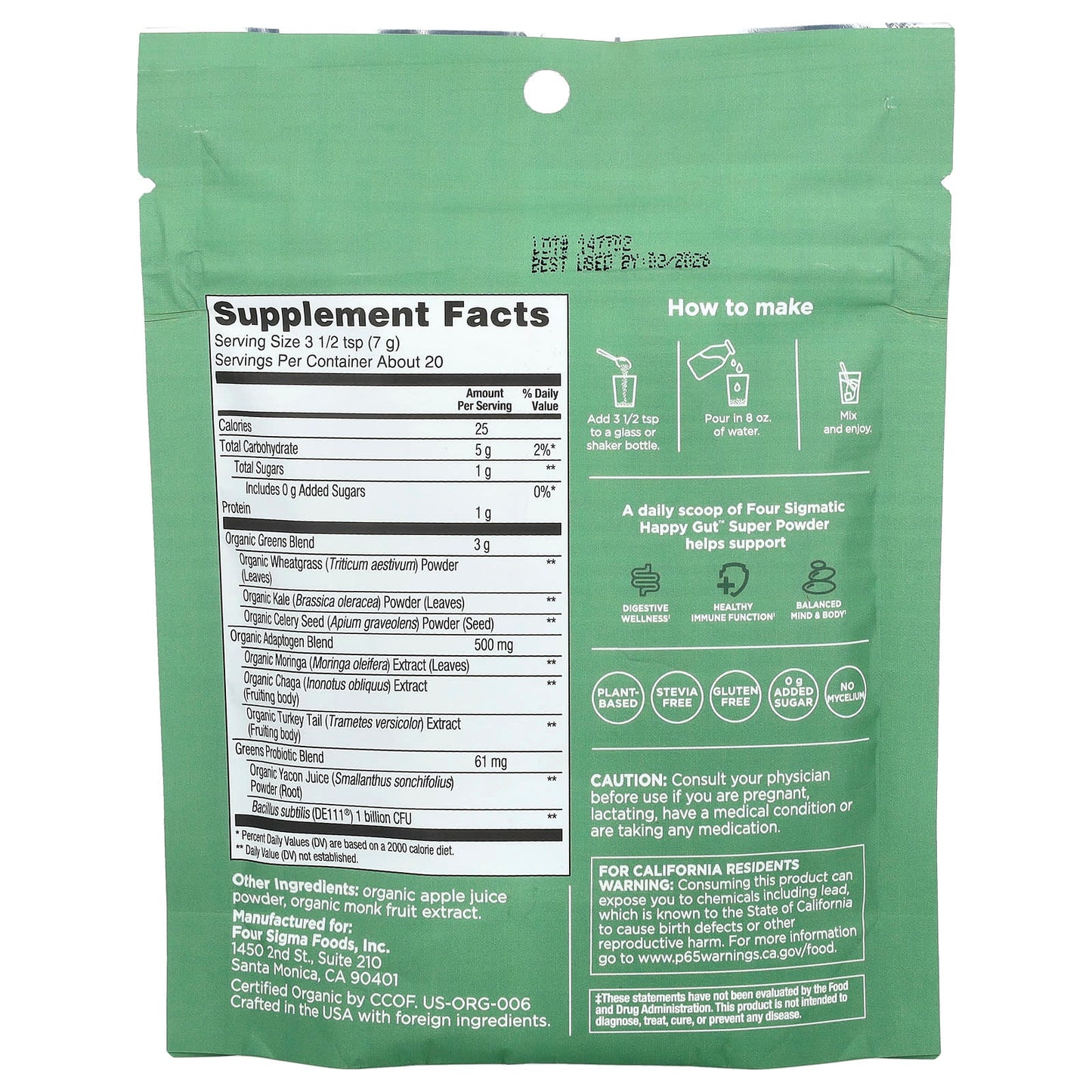 Four Sigmatic Happy Gut Super Powder with Probiotics &amp; Organic Mushrooms - Image 2