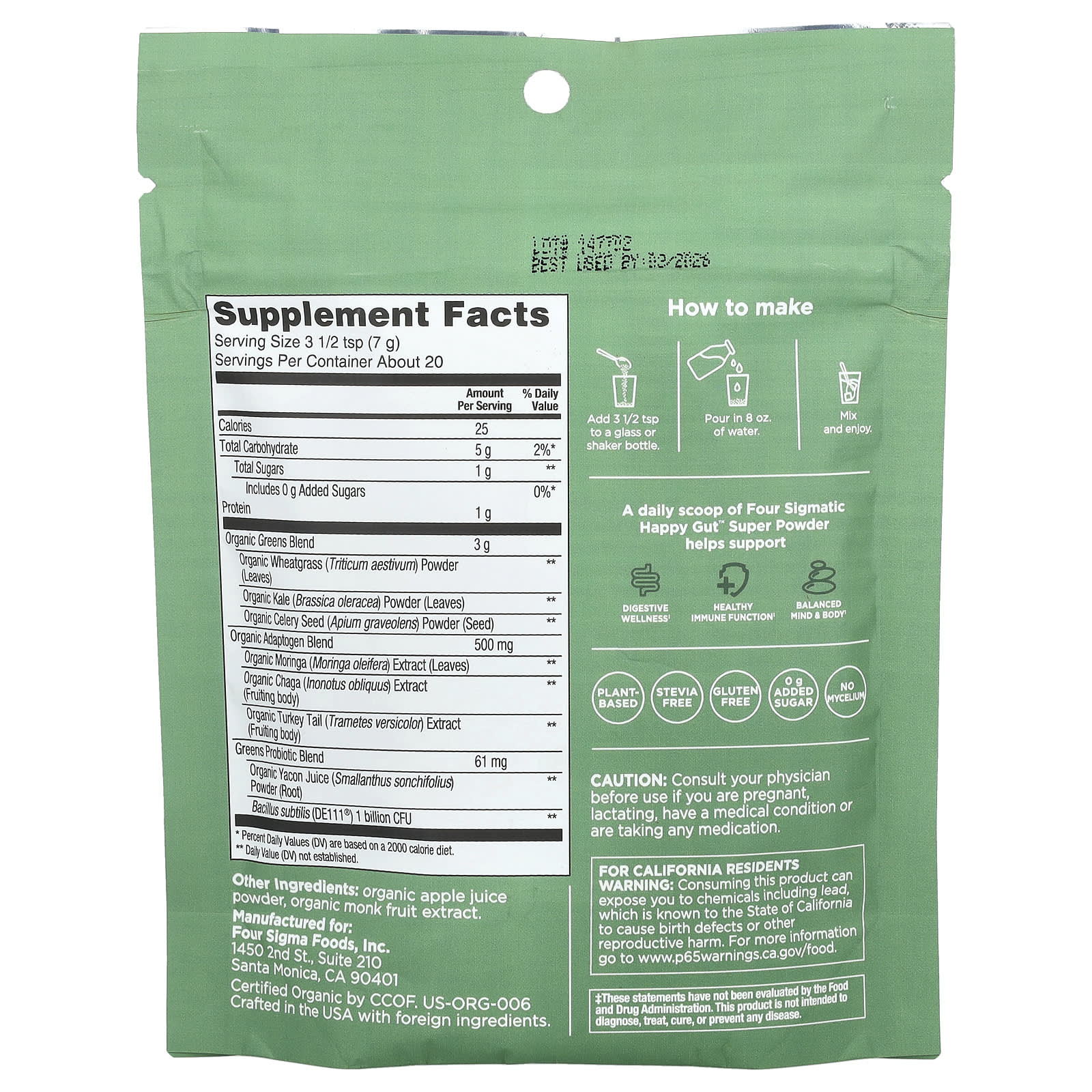 Four Sigmatic Happy Gut Super Powder with Probiotics &amp; Organic Mushrooms - Image 2