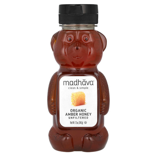 Madhava, Organic Amber Honey, Unfiltered, 12 oz (340 g) - Image 1