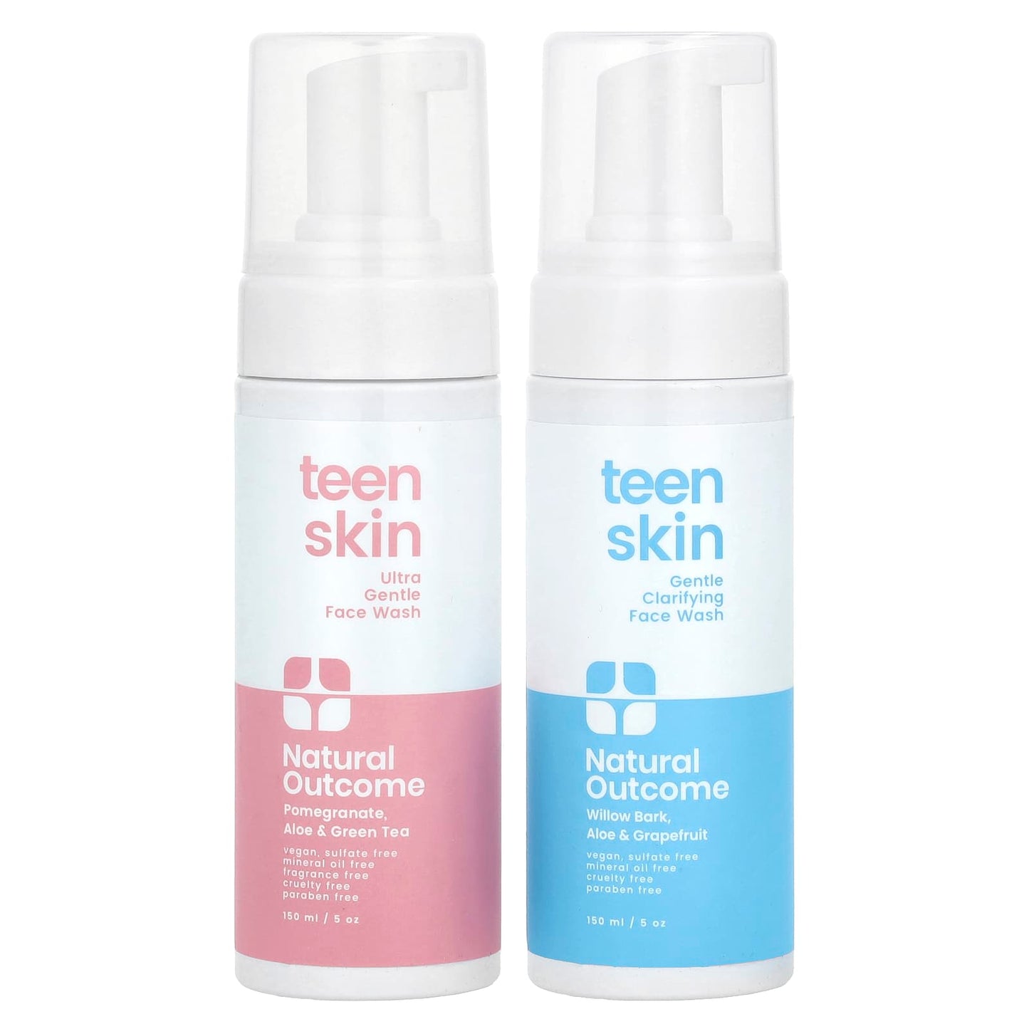 Natural Outcome, Teen Skin, Face Wash Duo, Clarifying Face Wash, 1 Set, 5 oz (150 ml) Each - Image 1