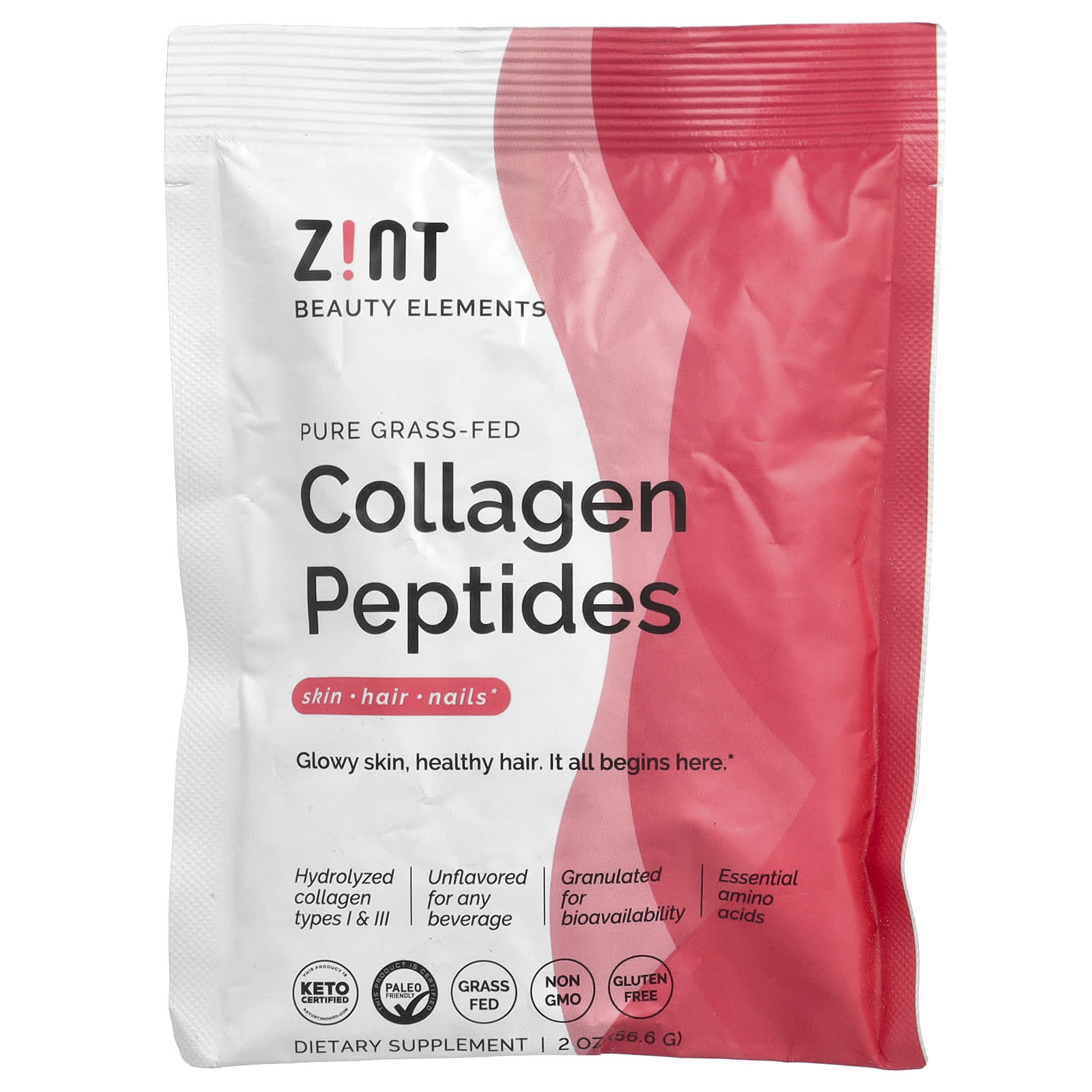 Zint, Pure Grass-Fed Collagen Peptides, Unflavored, 2 oz (56.6 g) - Image 1