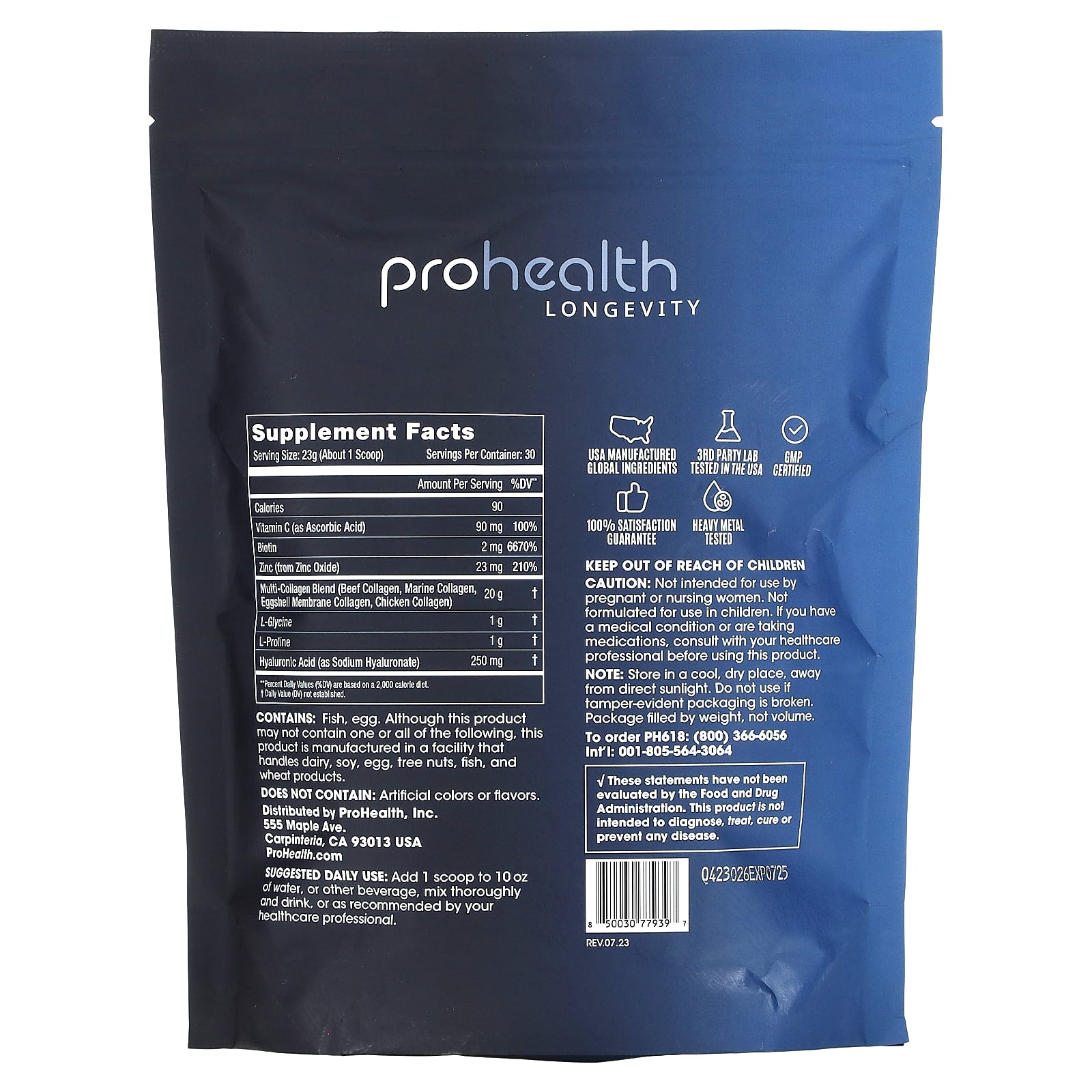 ProHealth Longevity, Longevity Collagen+, Unflavored, 690 g - Image 2