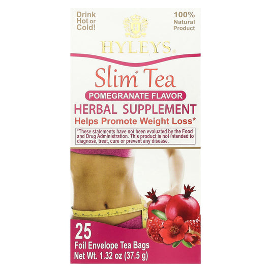 Hyleys Tea Pomegranate Slim Tea, 25 Foil Envelope Tea Bags, 100% Natural - Image 1