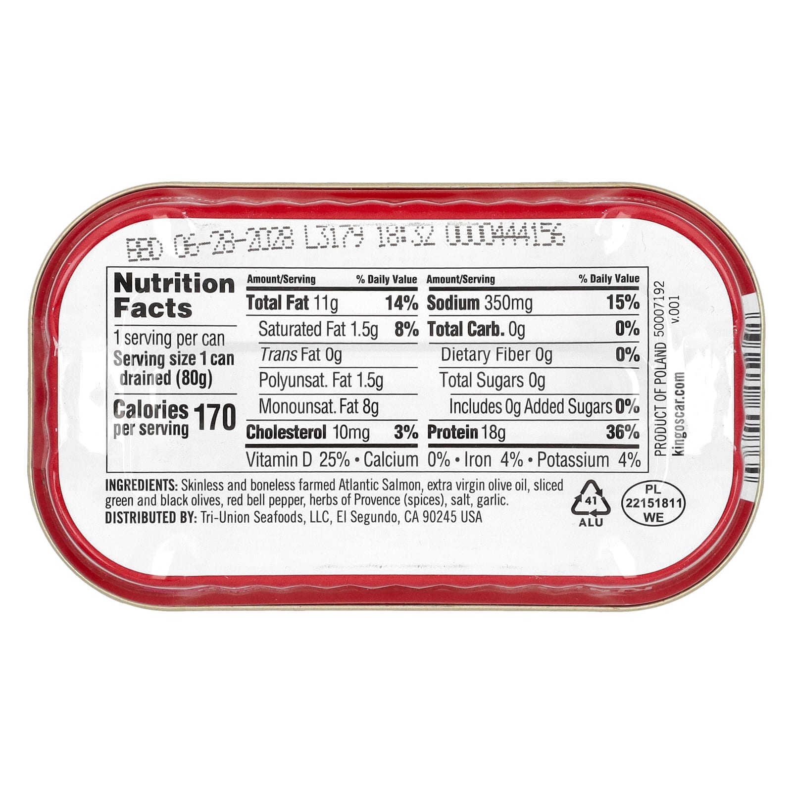 King Oscar, Skinless & Boneless Salmon in Extra Virgin Olive Oil, Mediterranean Style, 4.05 oz (115 g) - Image 2
