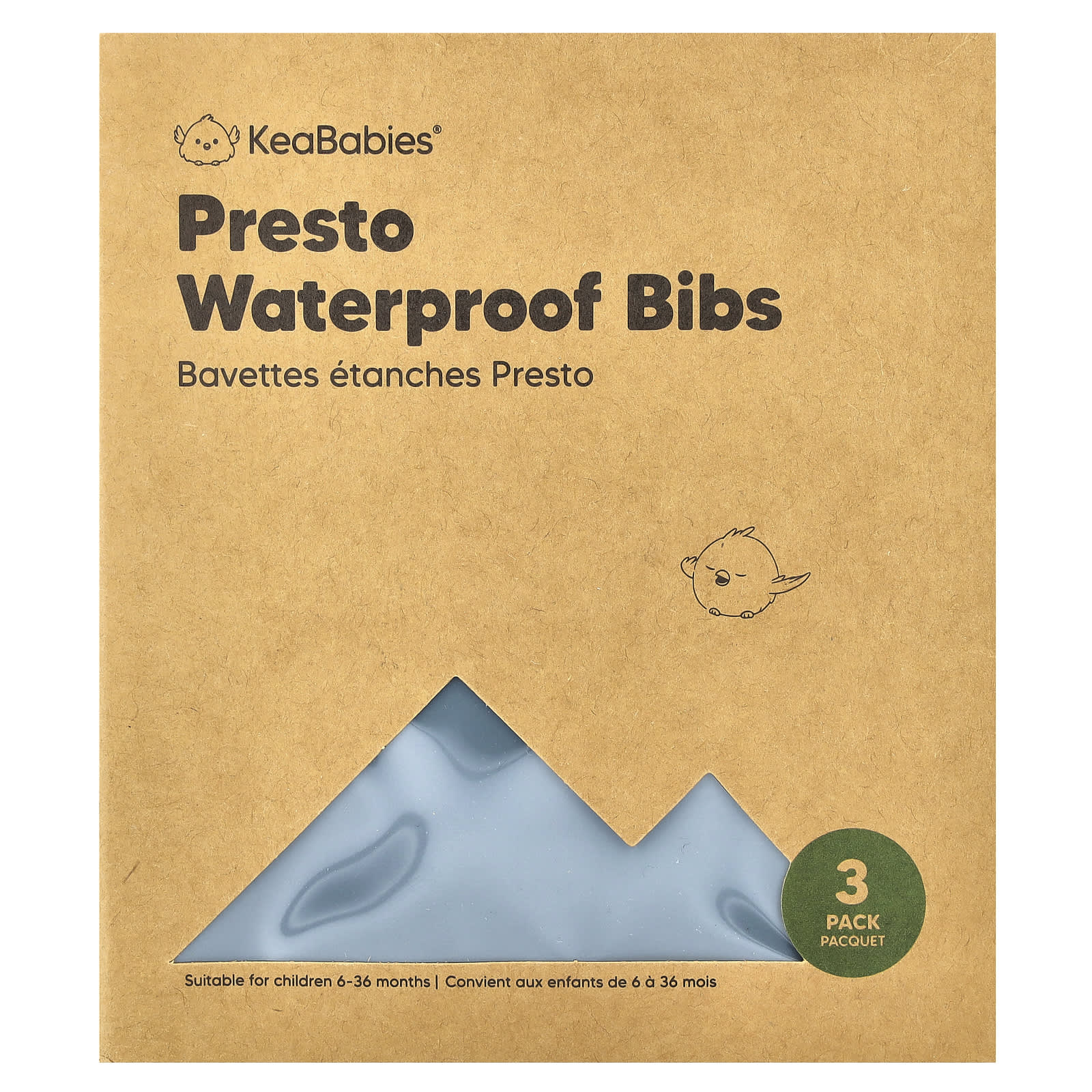 KeaBabies, Presto Waterproof Bibs, 6-36 Months, Slate, 3 Pack - Image 1
