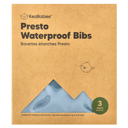 KeaBabies, Presto Waterproof Bibs, 6-36 Months, Slate, 3 Pack - Image 1