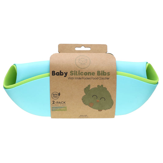 KeaBabies, Baby Silicone Bibs, Cloud Nine, Newborn - 4 Years, 2 Pack - Image 1