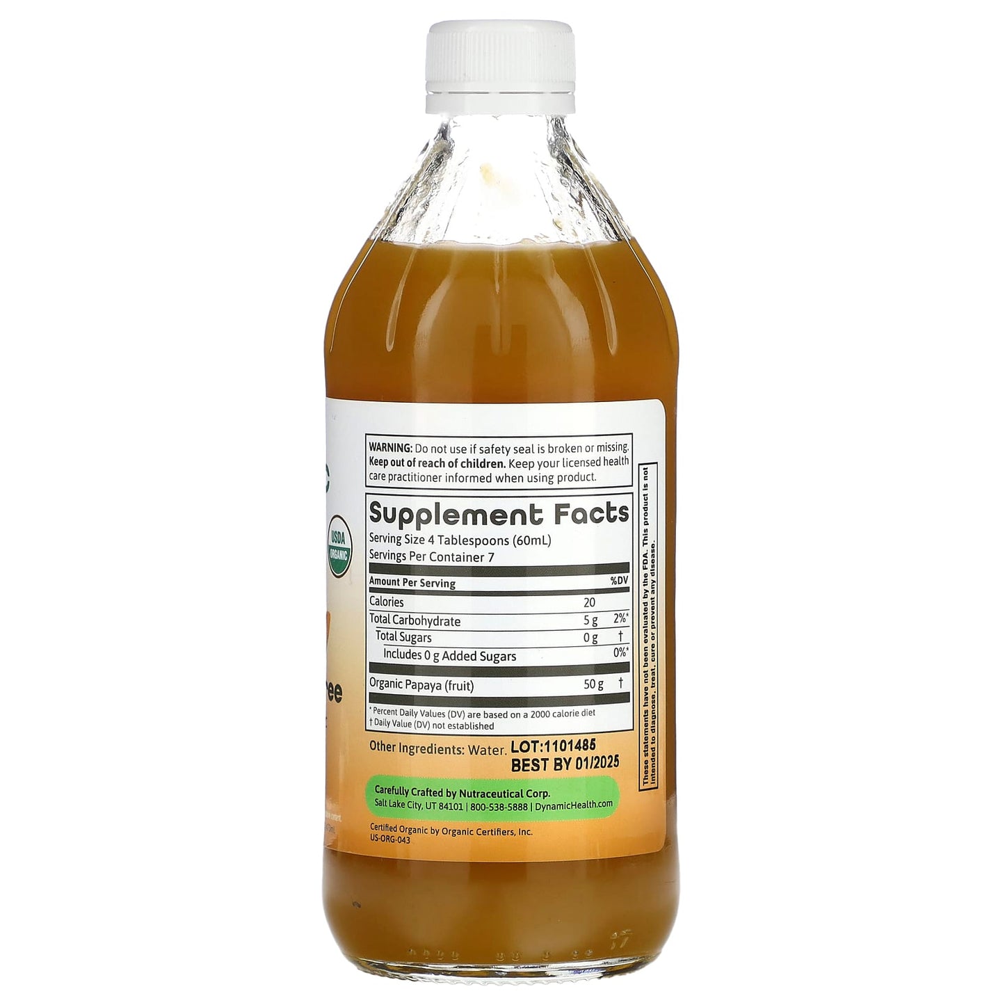 USDA Organic Papaya Puree 473ml Concentrate by Dynamic Health - Image 2