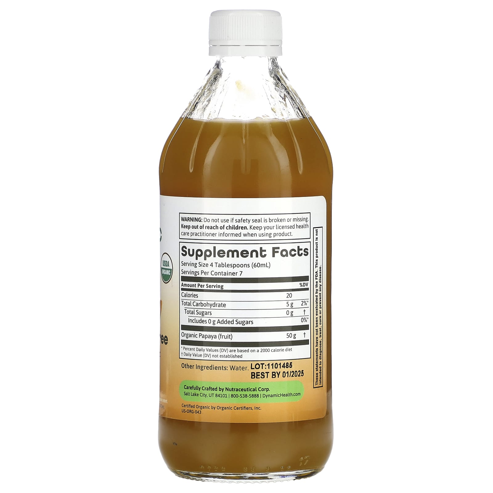USDA Organic Papaya Puree 473ml Concentrate by Dynamic Health - Image 2