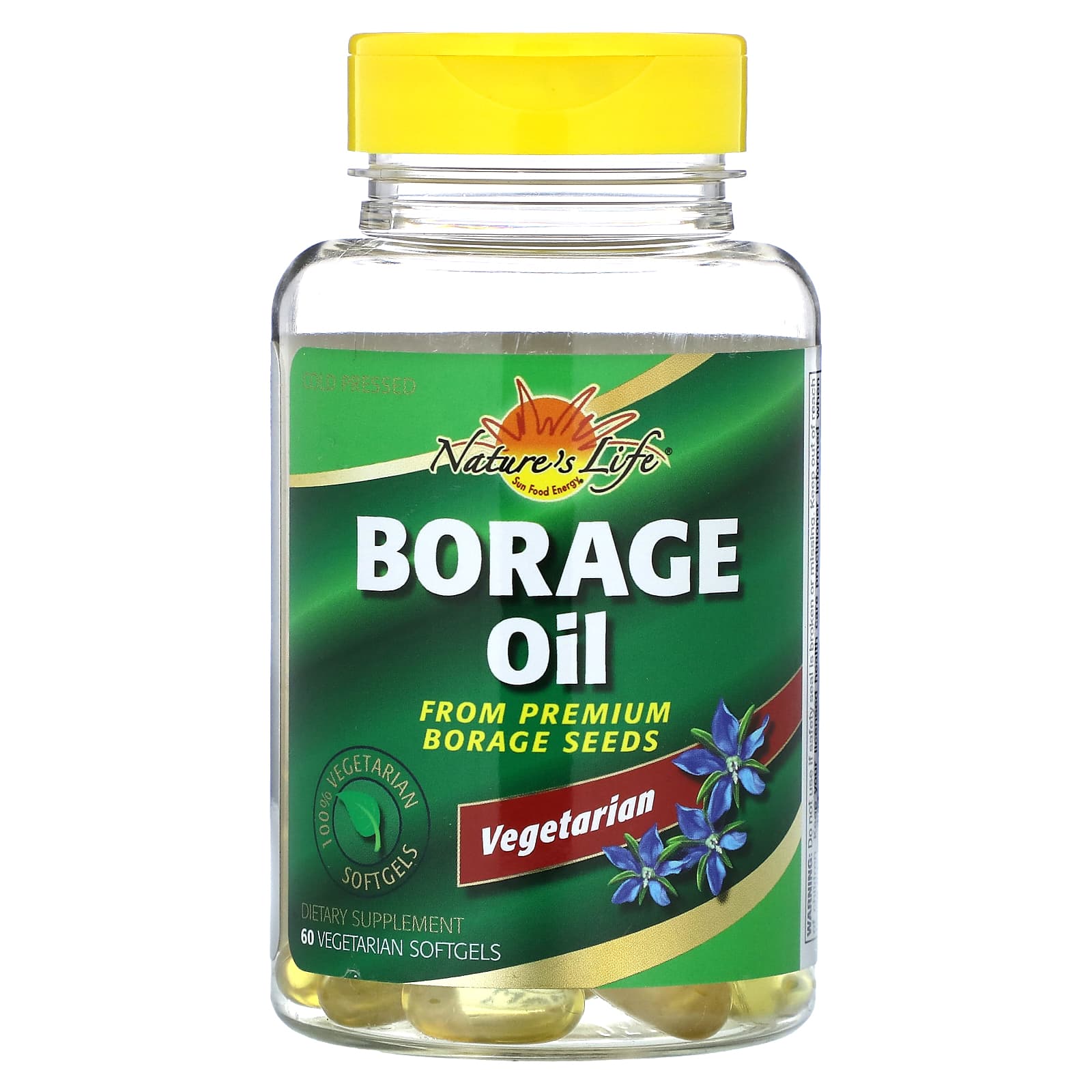 Nature's Life, Vegetarian Borage Oil, 60 Vegetarian Softgels (1,000 mg per Softgel) - Image 1