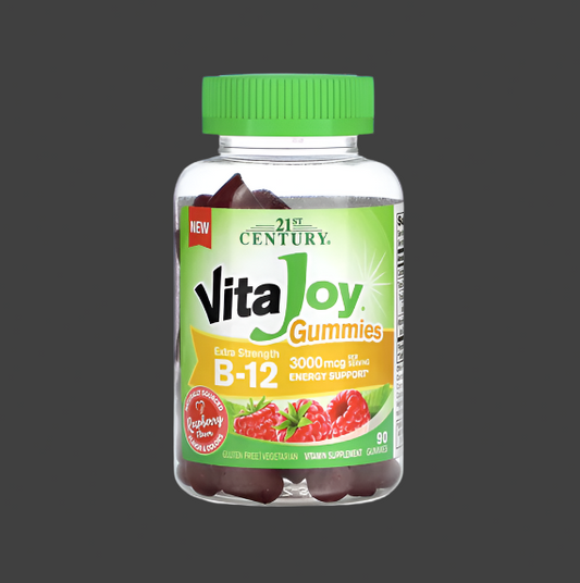 21st Century, VitaJoy Gummies, B-12, Extra Strength, Raspberry, 3,000 mcg, 90 Gummies (1500 mcg per Gummy)